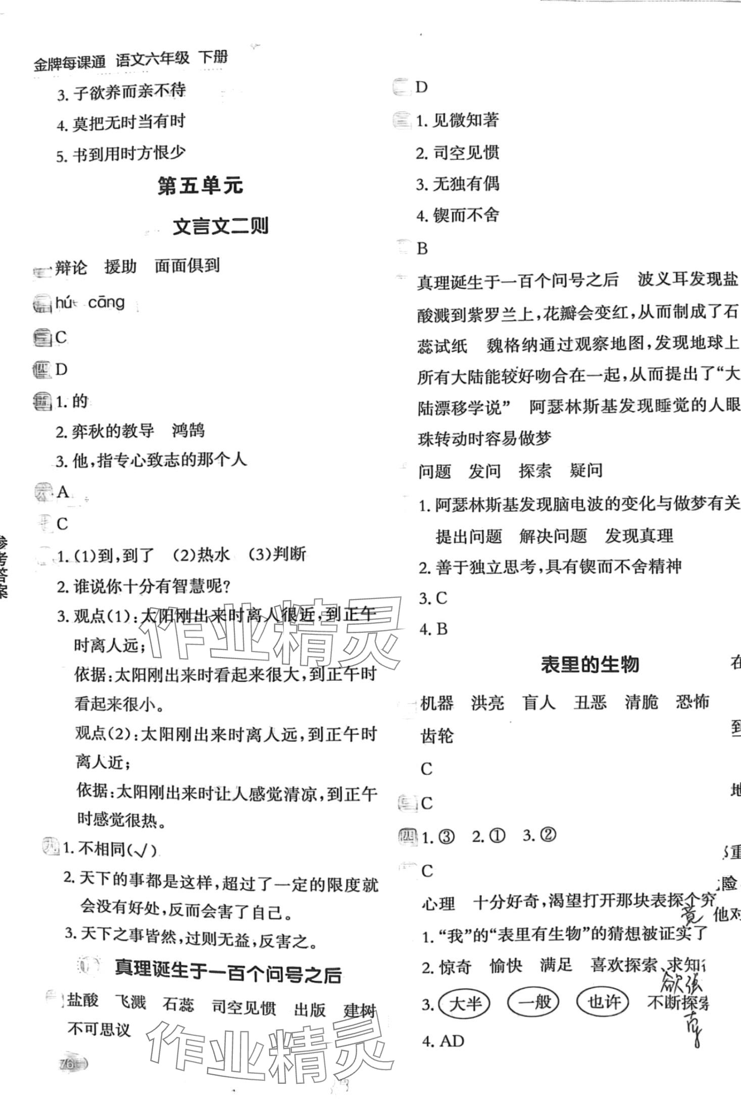 2024年點(diǎn)石成金金牌每課通六年級語文下冊人教版 第6頁