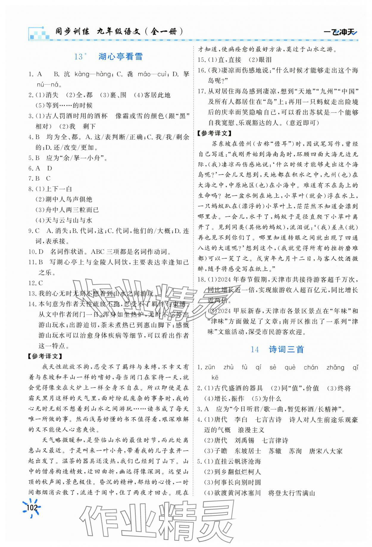2025年一飛沖天同步訓(xùn)練九年級(jí)語文全一冊(cè)人教版 第8頁