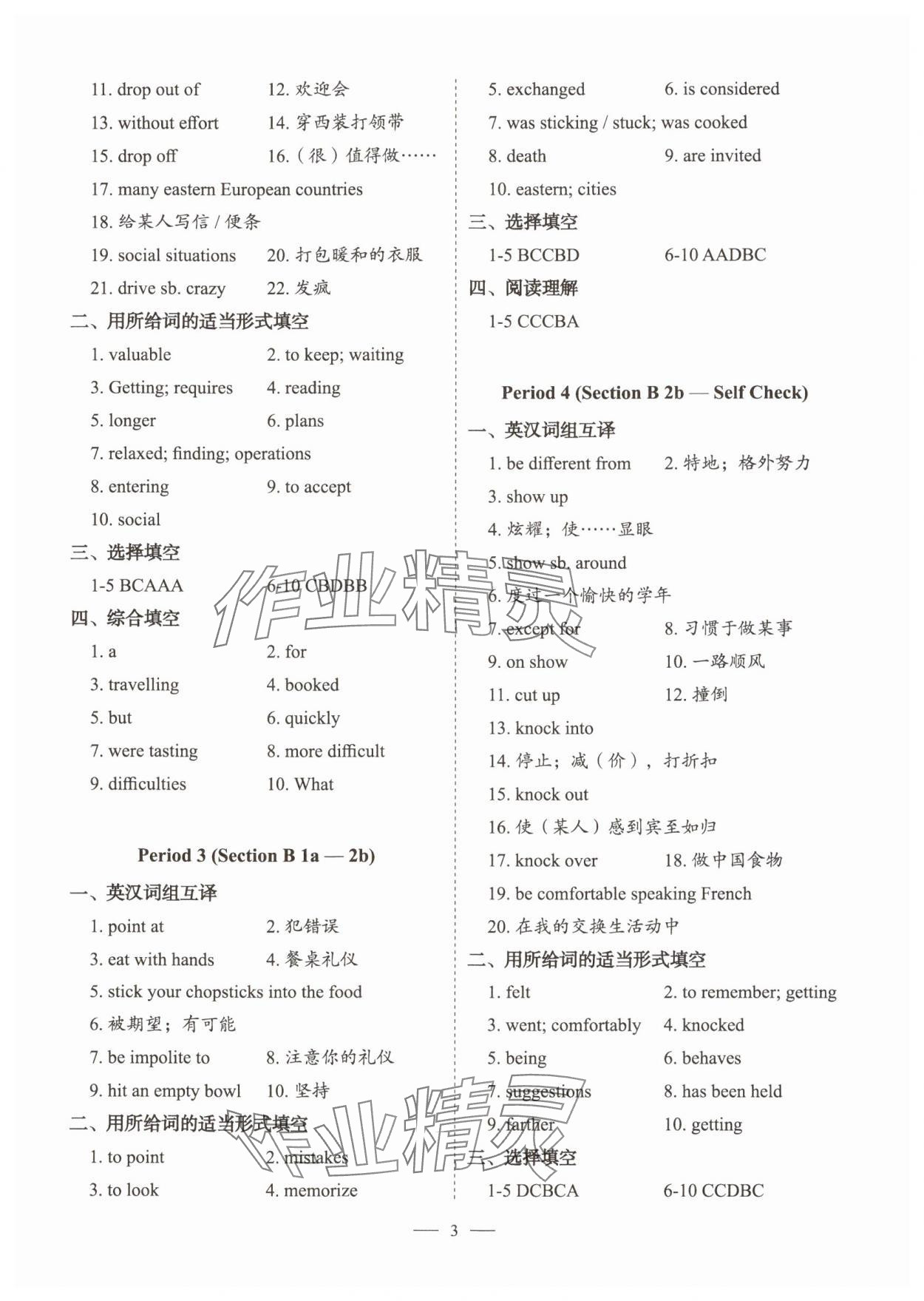 2025年天下中考九年級英語下冊通用版&nbsp;參考答案第3頁