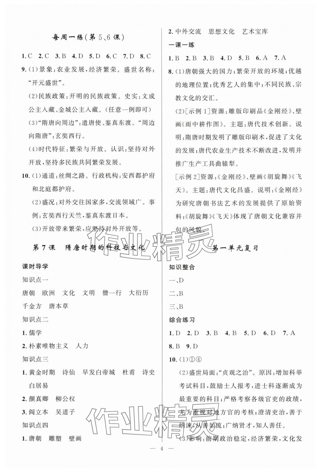 2025年顶尖课课练七年级历史下册人教版贵州专版 第4页