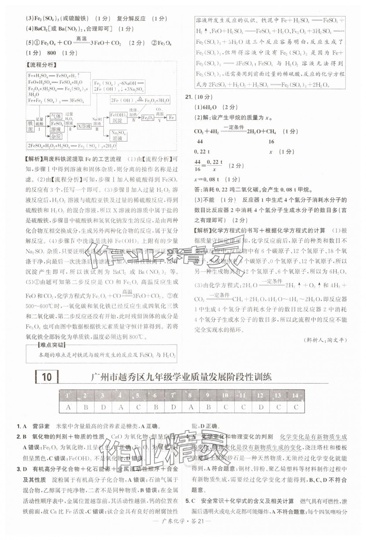 2025年天利38套中考試題精選化學廣東專版 參考答案第21頁