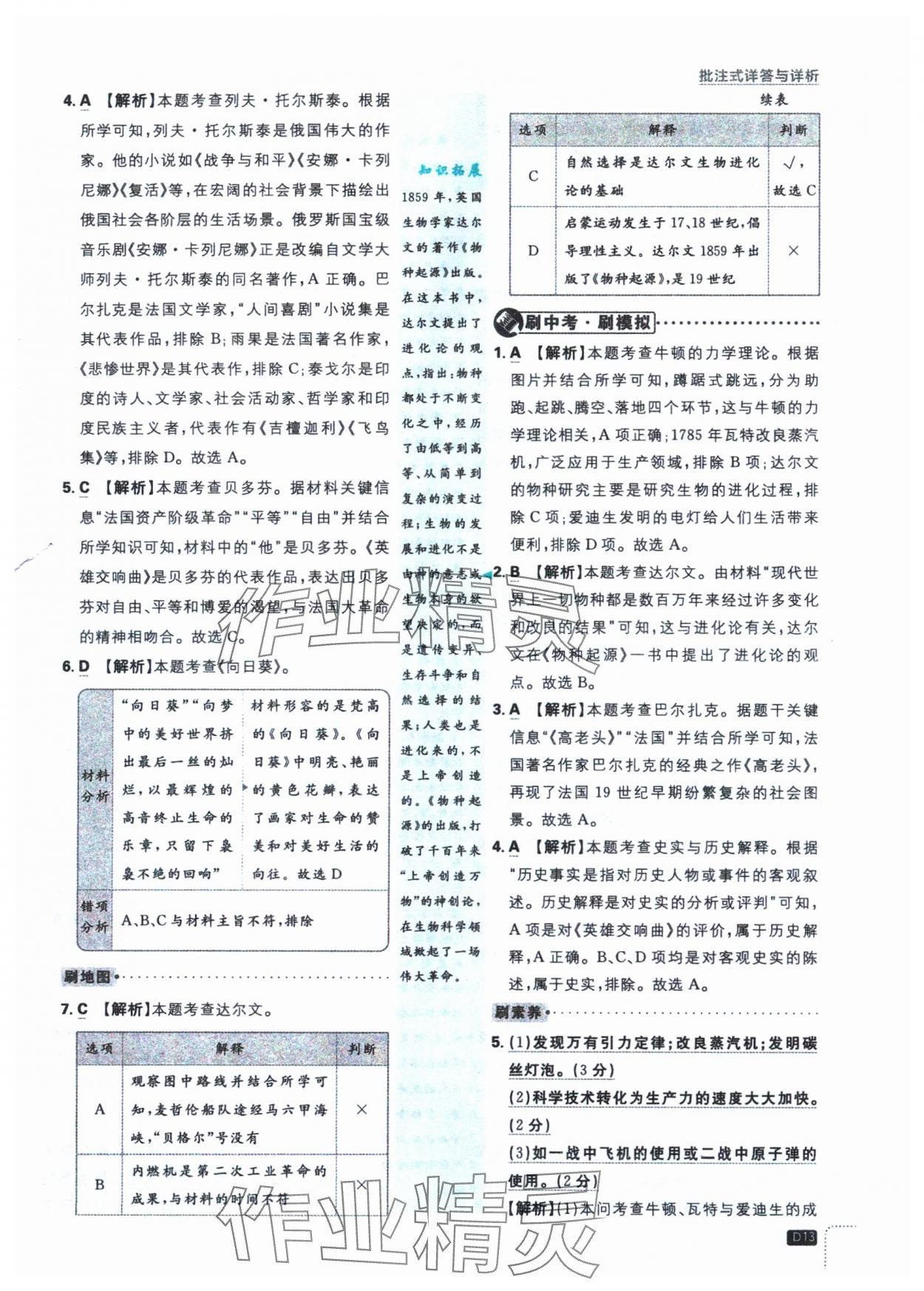 2025年初中必刷題九年級(jí)歷史下冊(cè)人教版 參考答案第13頁