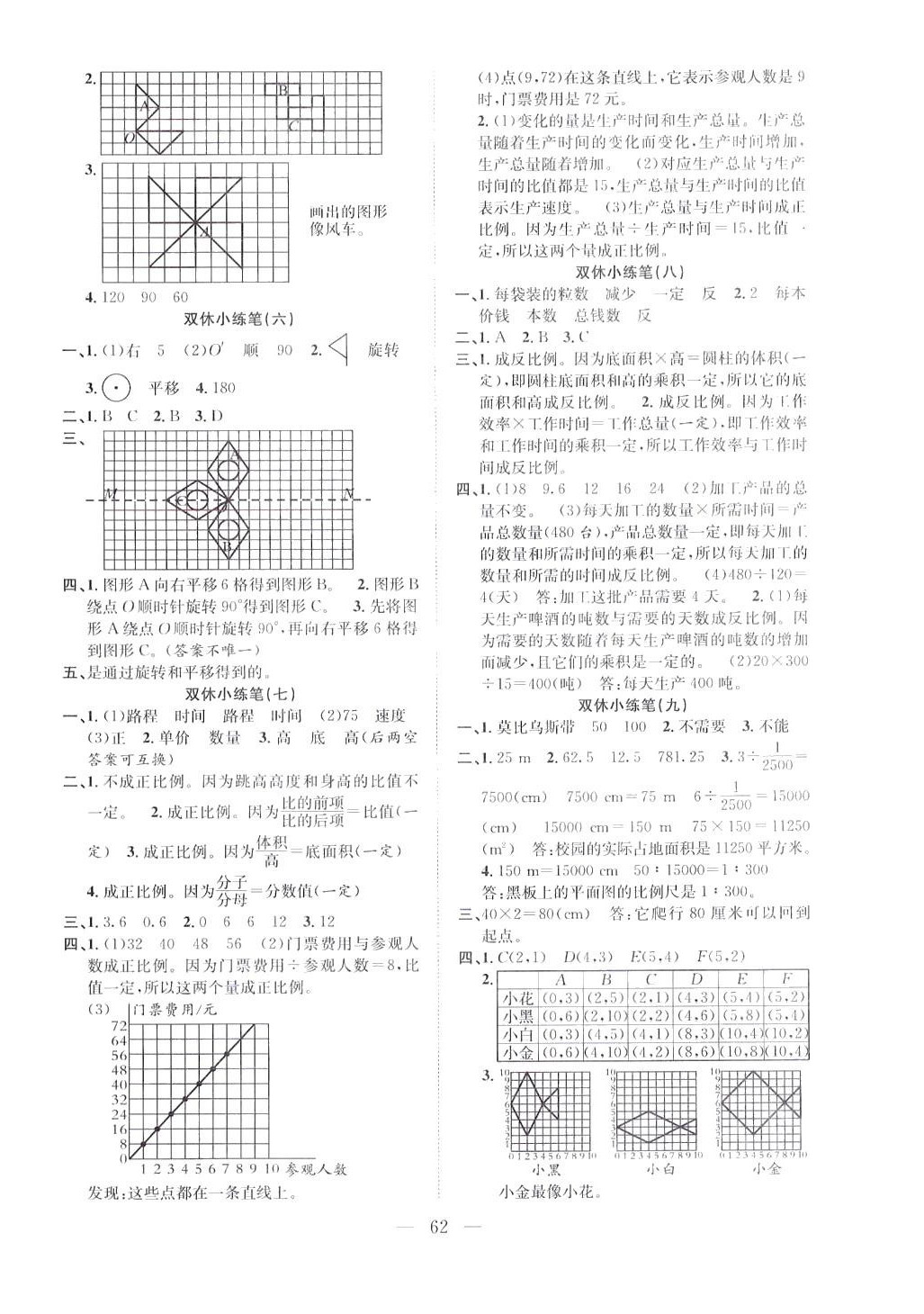 2024年陽光全優大考卷六年級數學下冊北師大版 參考答案第2頁