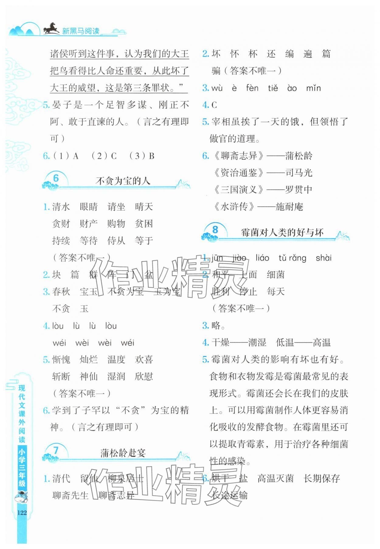 2025年新黑馬閱讀現(xiàn)代文課外閱讀三年級語文人教版 參考答案第3頁