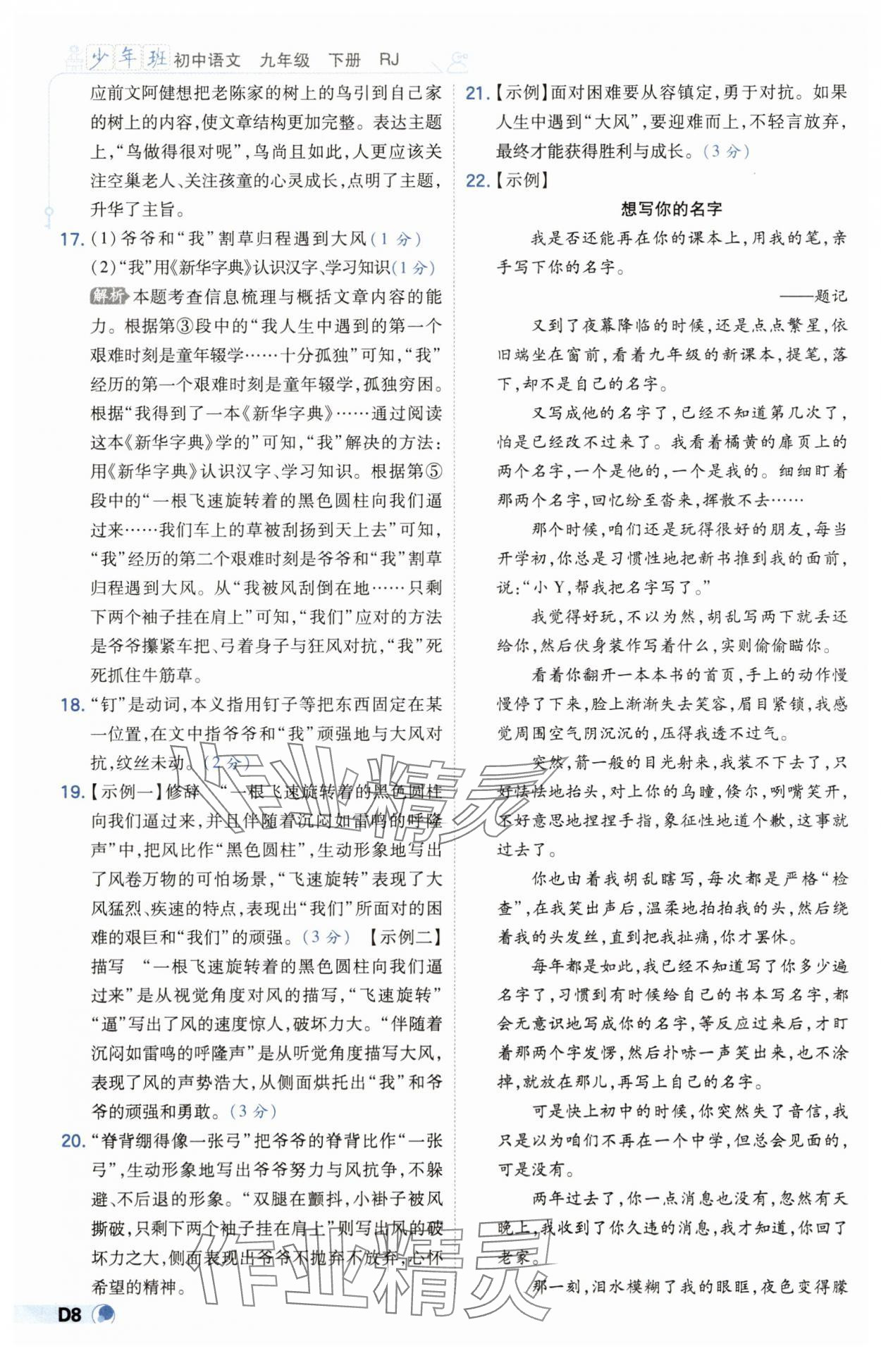 2025年少年班九年級語文下冊人教版 第8頁