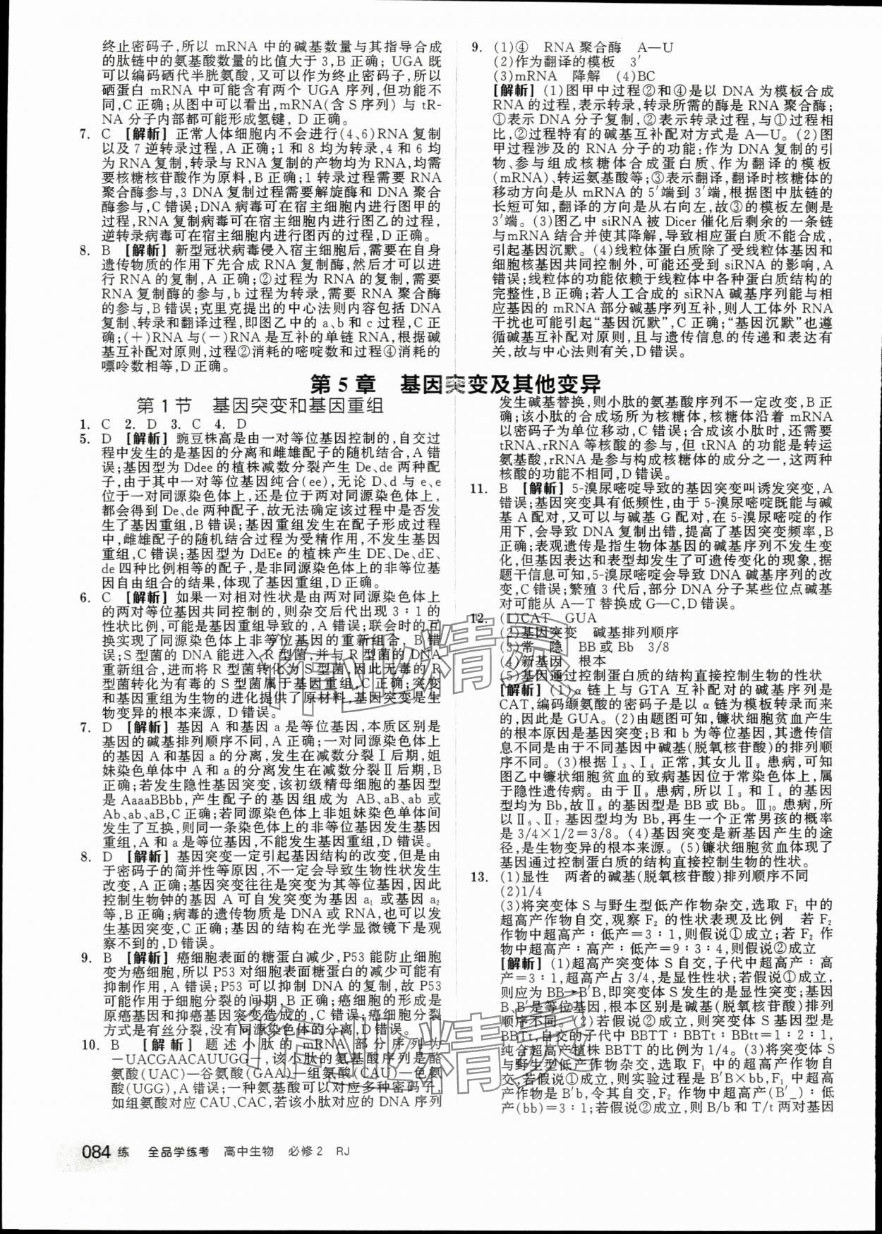 2024年全品學(xué)練考高中生物必修2人教版 第18頁