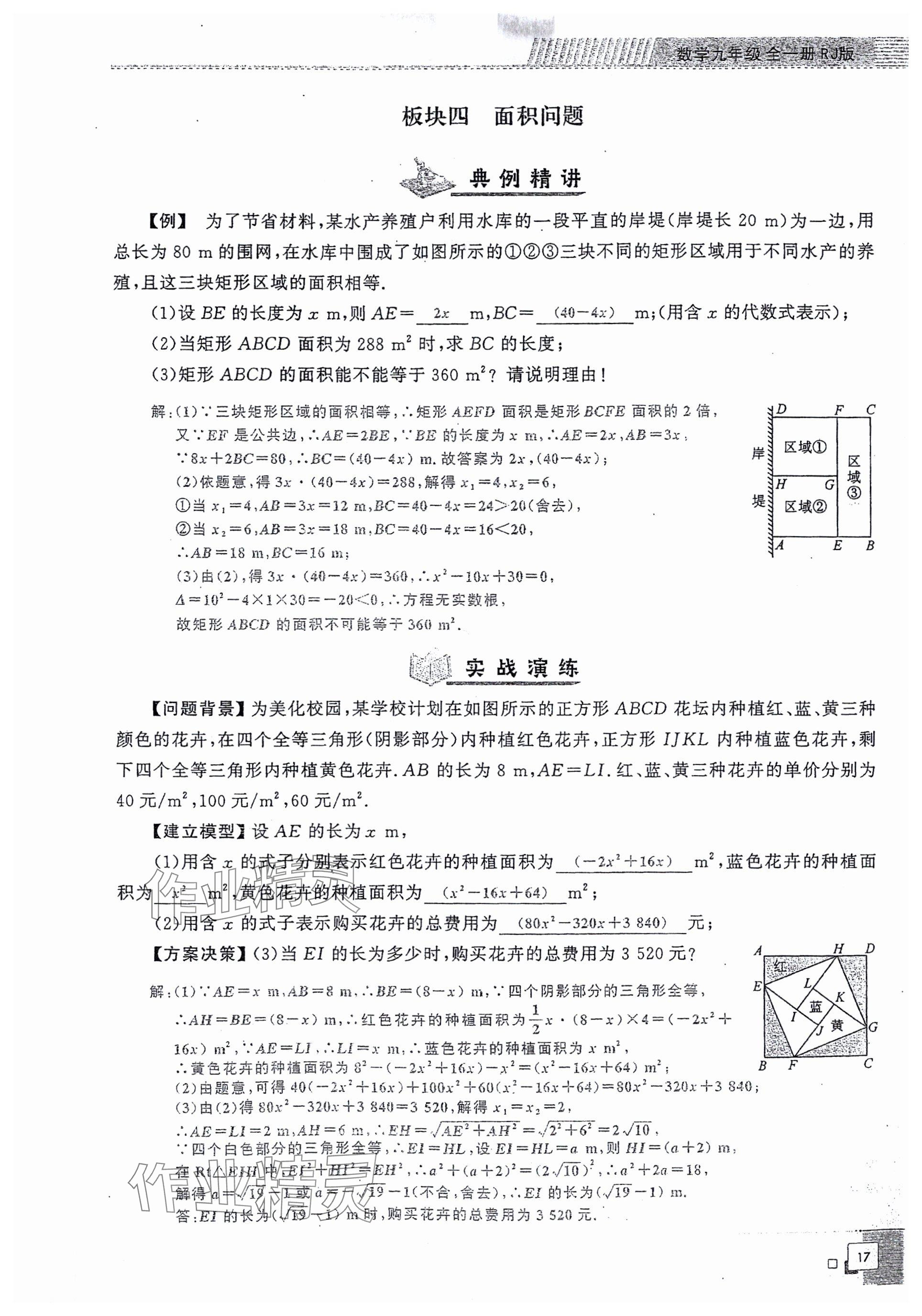 2024年勤學(xué)早同步大培優(yōu)九年級(jí)數(shù)學(xué)全一冊(cè)人教版 參考答案第17頁