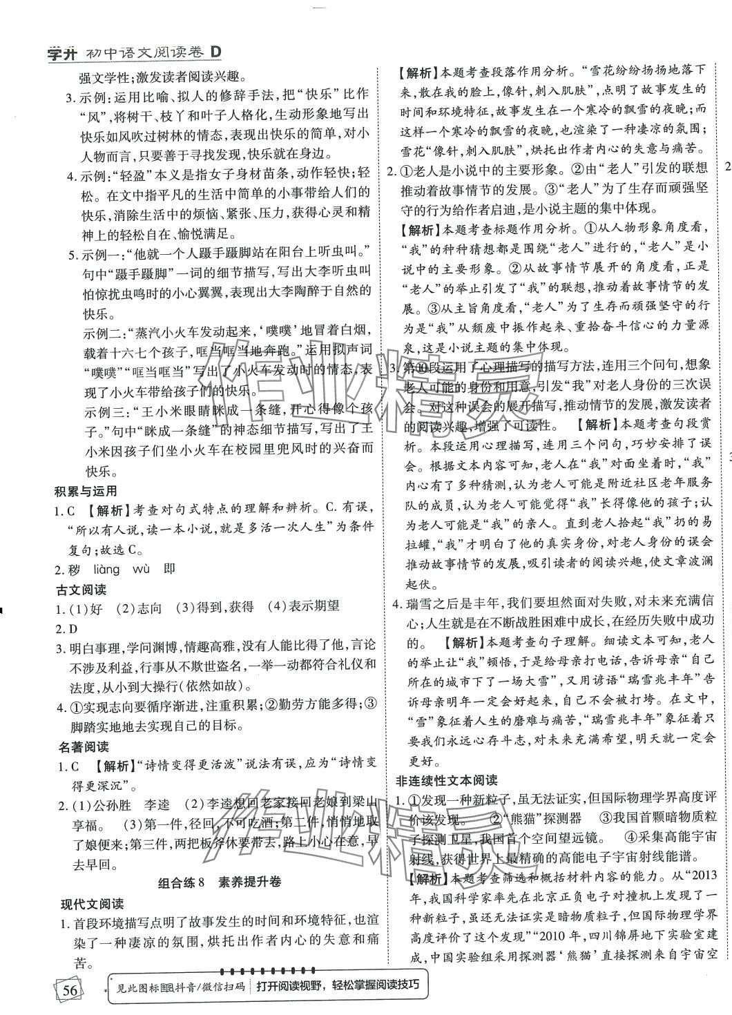 2024年初中語文閱讀卷（D）九年級全一冊人教版 第7頁