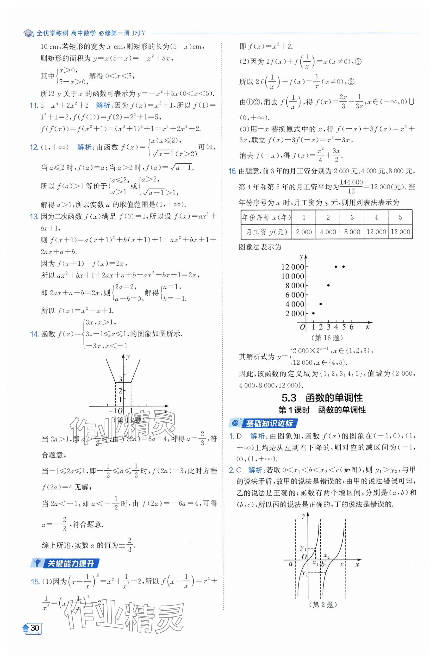 2024年全優(yōu)學(xué)練測高中數(shù)學(xué)必修1蘇教版 參考答案第30頁