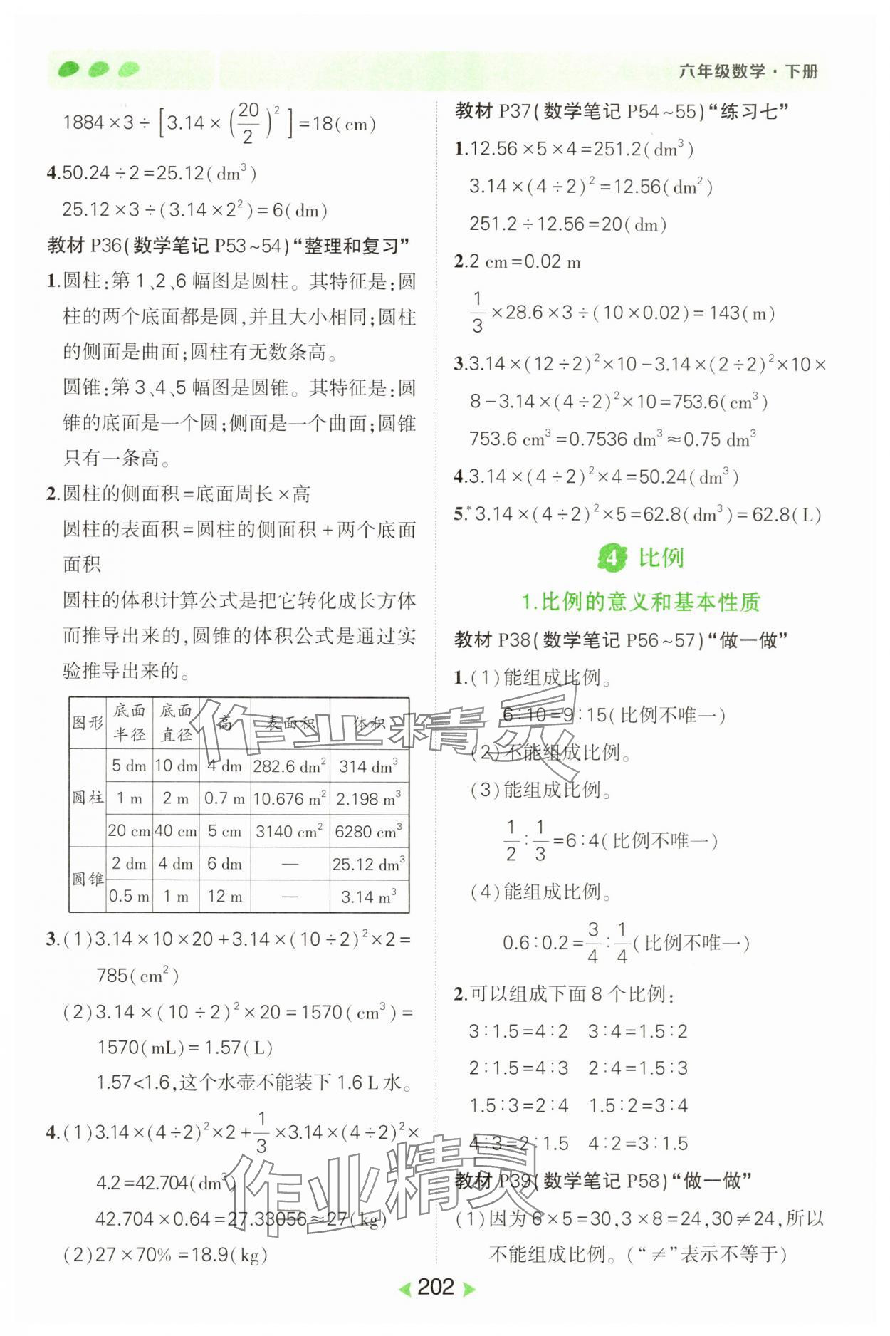 2025年狀元成才路狀元筆記六年級數學下冊人教版 參考答案第6頁
