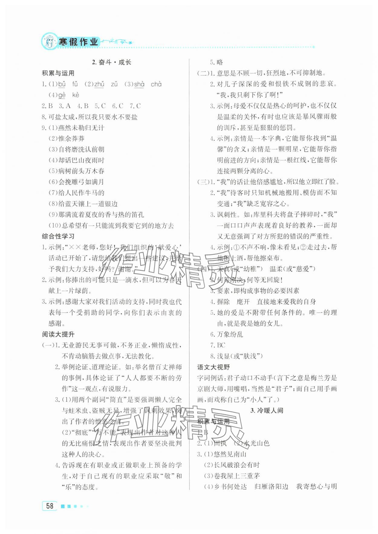 2025年寒假作業(yè)九年級語文北京教育出版社 第2頁