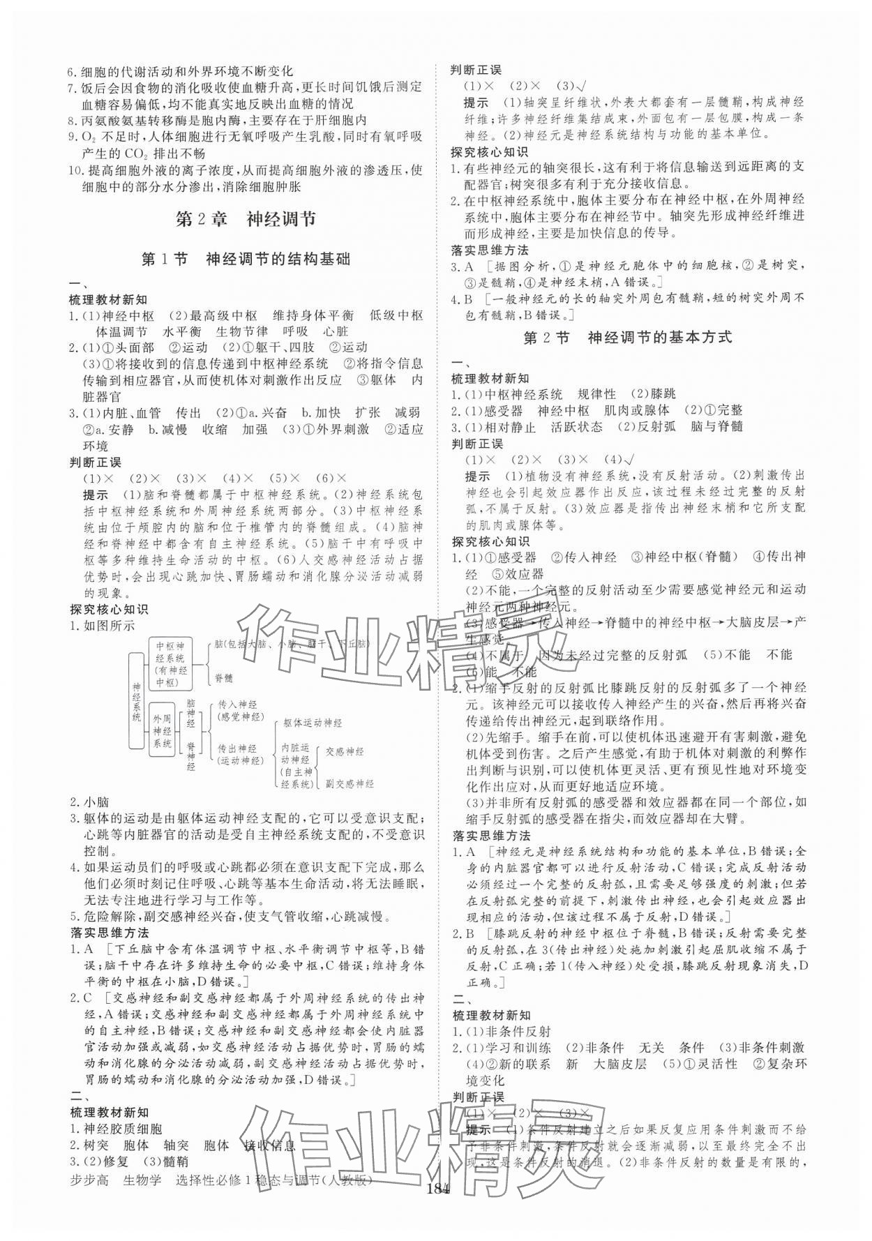 2024年步步高學(xué)習(xí)筆記高中生物選擇性必修1人教版 參考答案第3頁