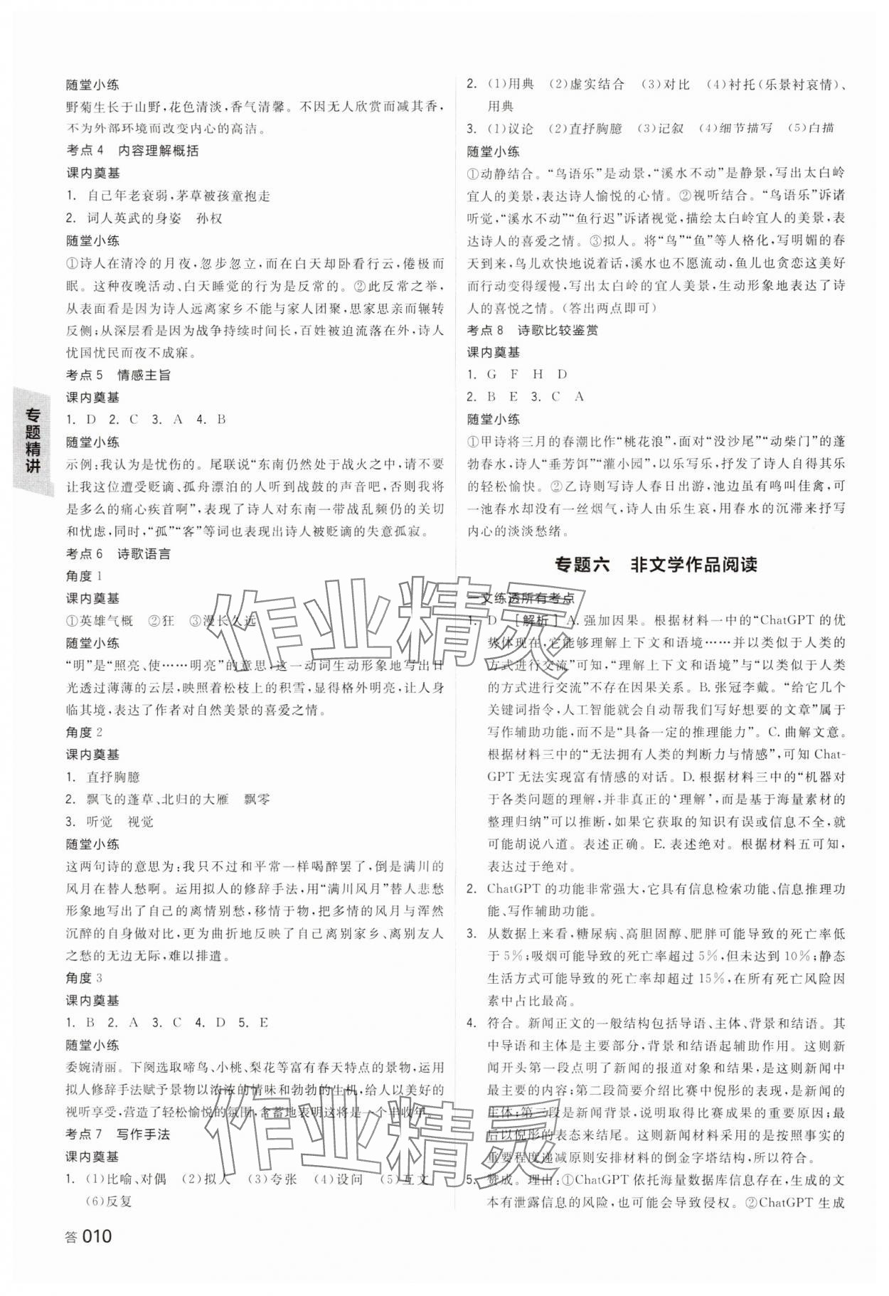 2024年全品中考復(fù)習(xí)方案語(yǔ)文湖南專版 參考答案第9頁(yè)