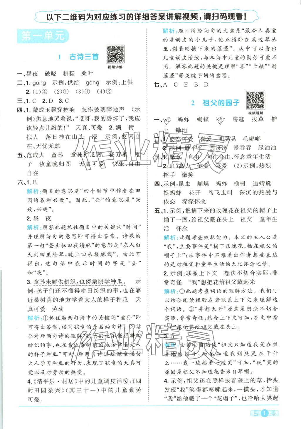 2025年阳光同学课时优化作业五年级语文下册人教版湖南专版 第1页
