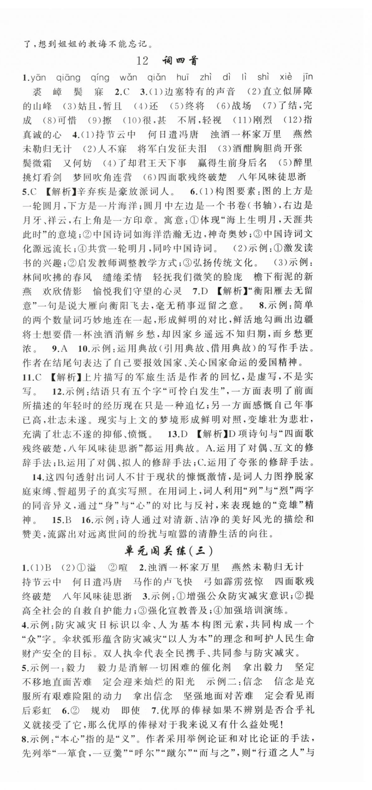 2025年同步訓(xùn)練100分闖關(guān)九年級語文下冊人教版河南專版 第9頁