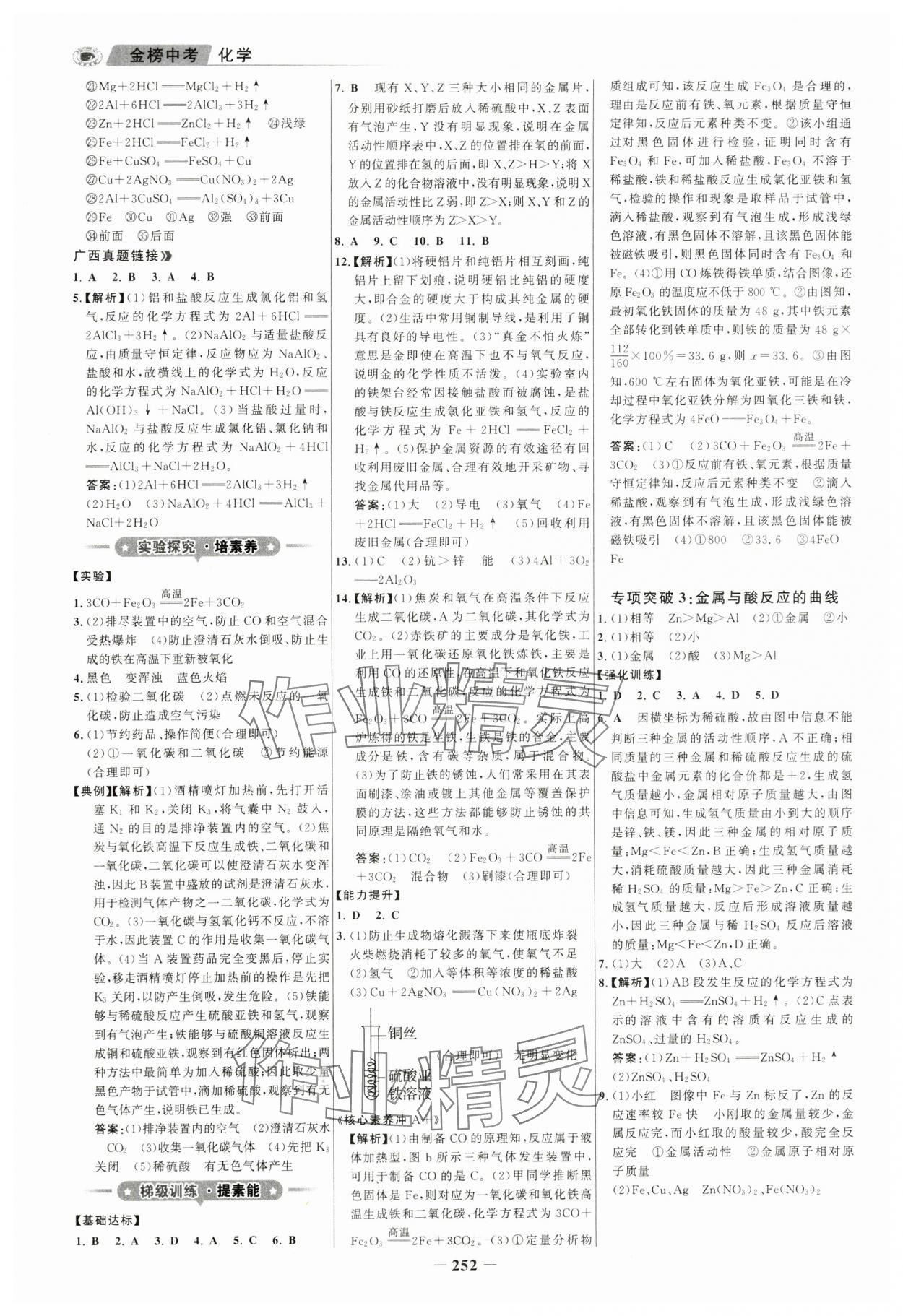 2024年世纪金榜金榜中考化学广西专版 参考答案第7页