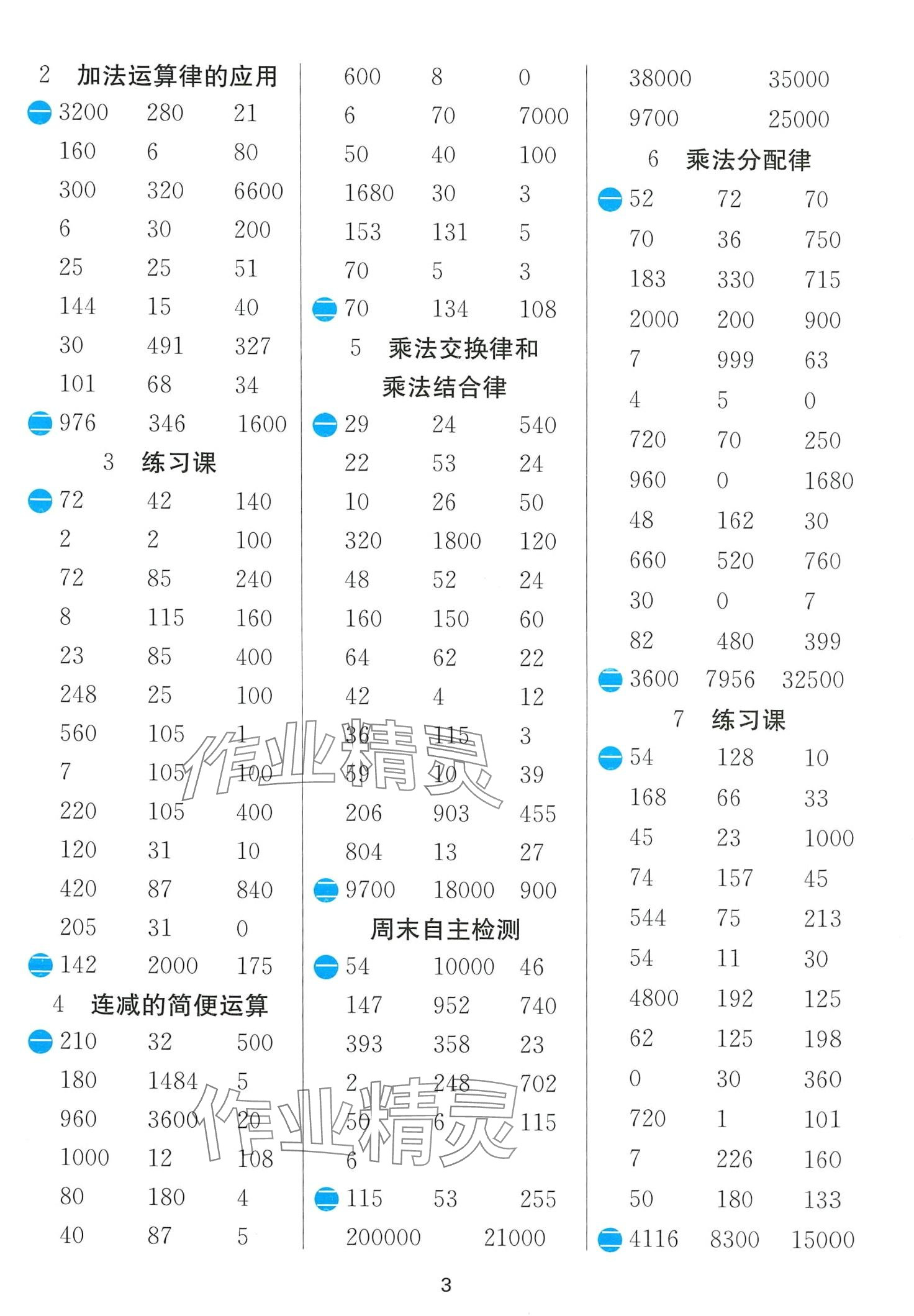 2024年計算高手四年級數學下冊人教版 第3頁