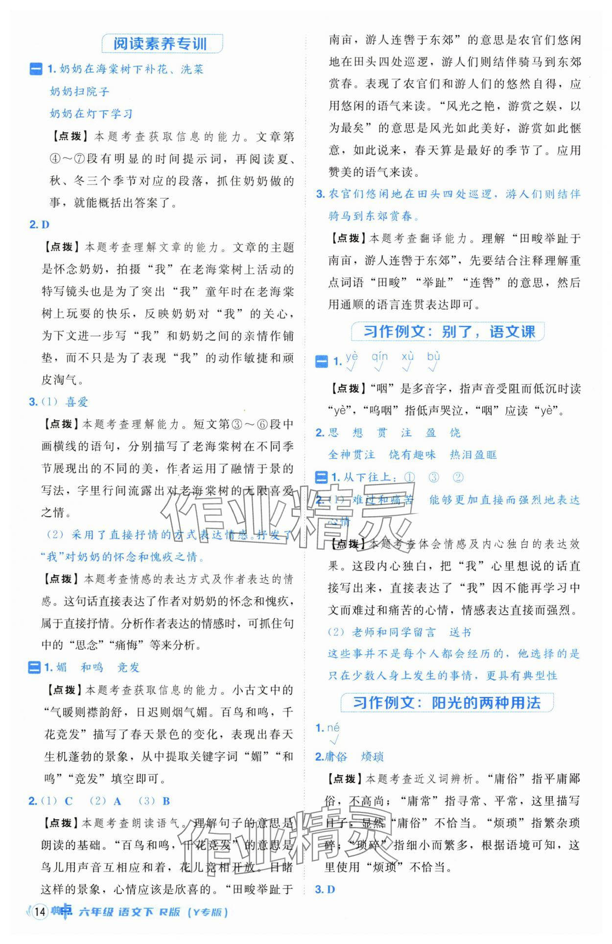 2025年综合应用创新题典中点六年级语文下册人教版宁夏专版 第14页