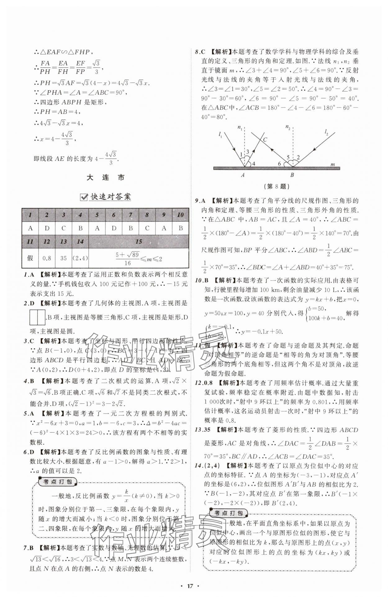 2025年中考必備遼寧師范大學(xué)出版社數(shù)學(xué)遼寧專版 參考答案第17頁(yè)