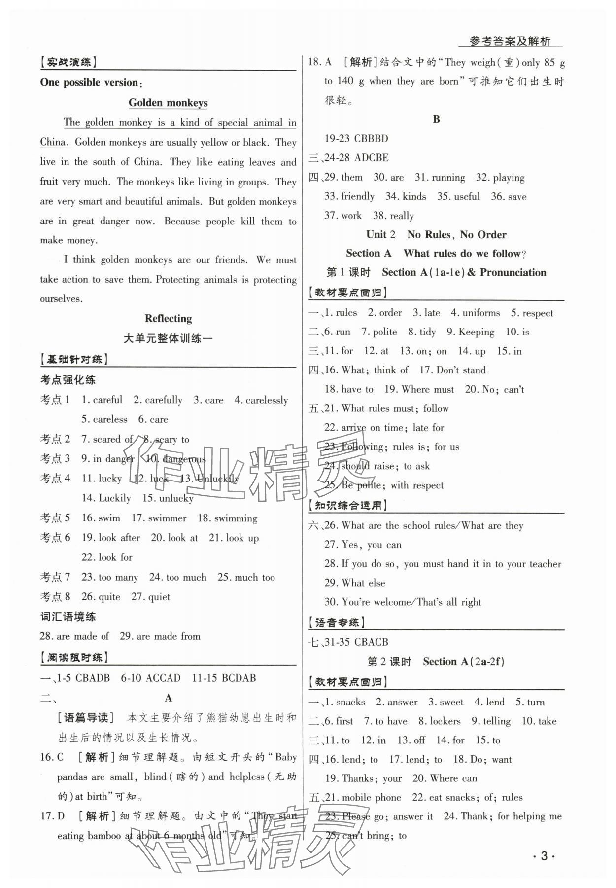 2025年學(xué)升同步練測(cè)七年級(jí)英語(yǔ)下冊(cè)人教版 參考答案第3頁(yè)