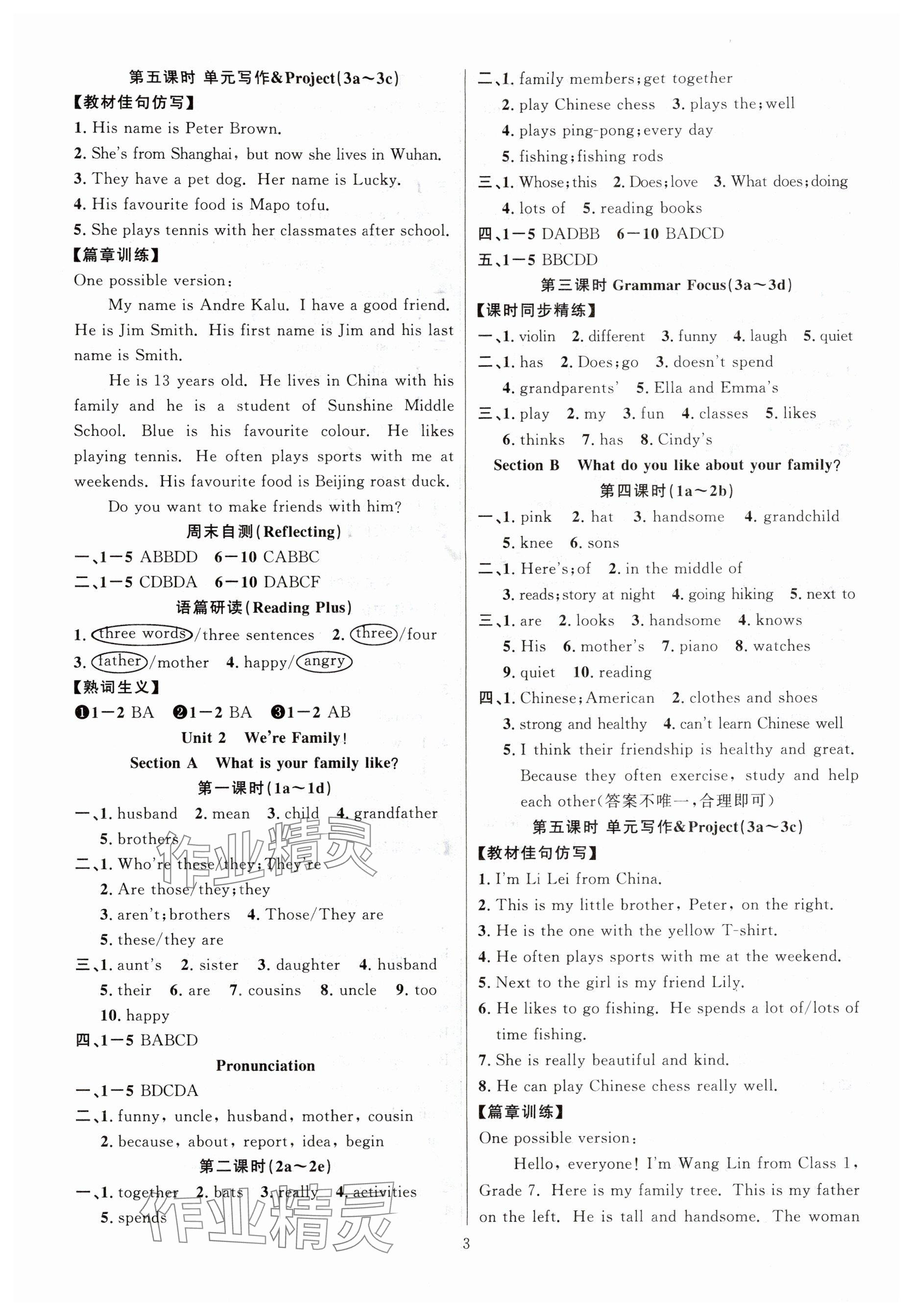 2025年课时夺冠七年级英语上册人教版湖北专版 第3页