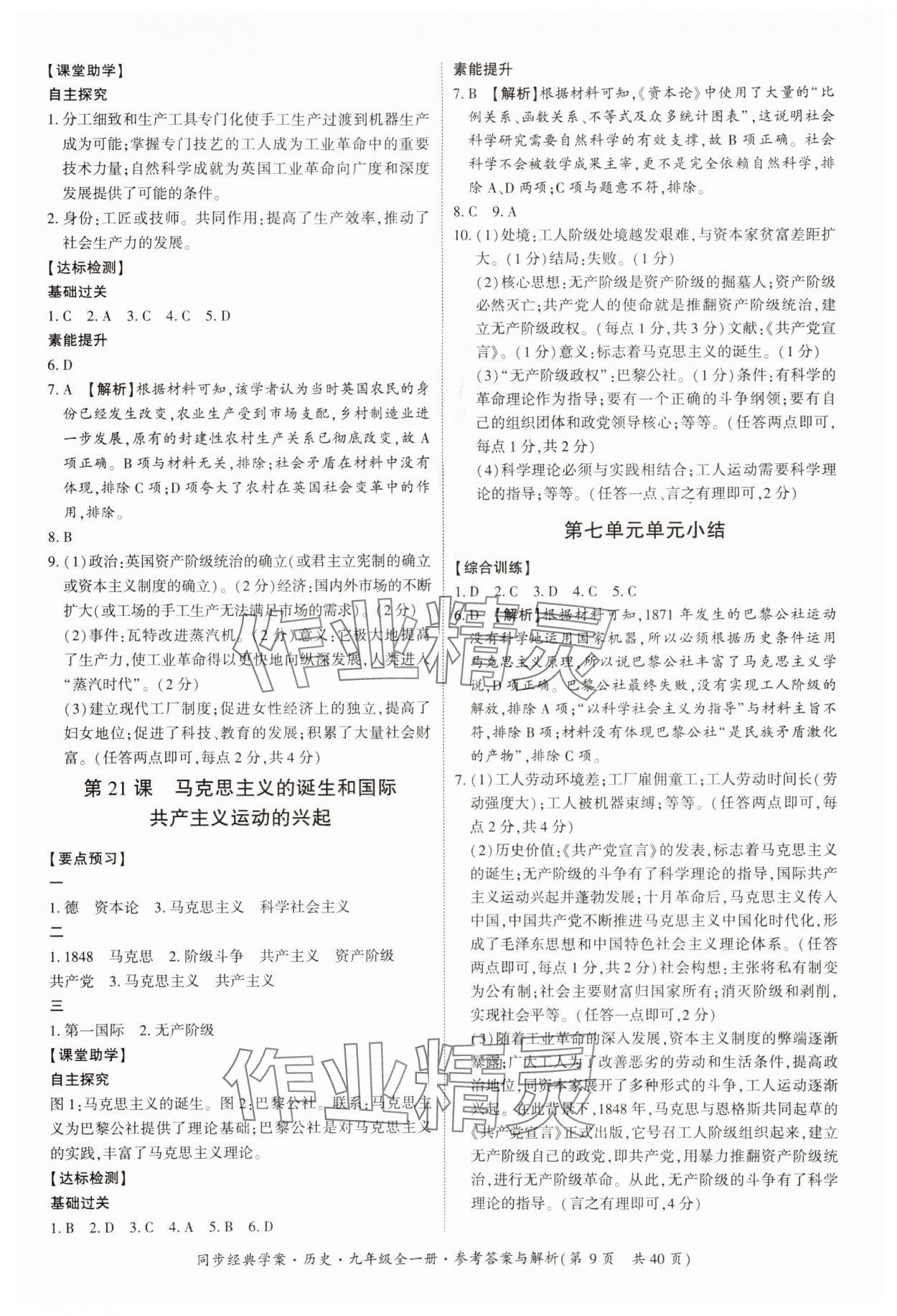 2024年同步經(jīng)典學(xué)案九年級歷史全一冊人教版 第9頁