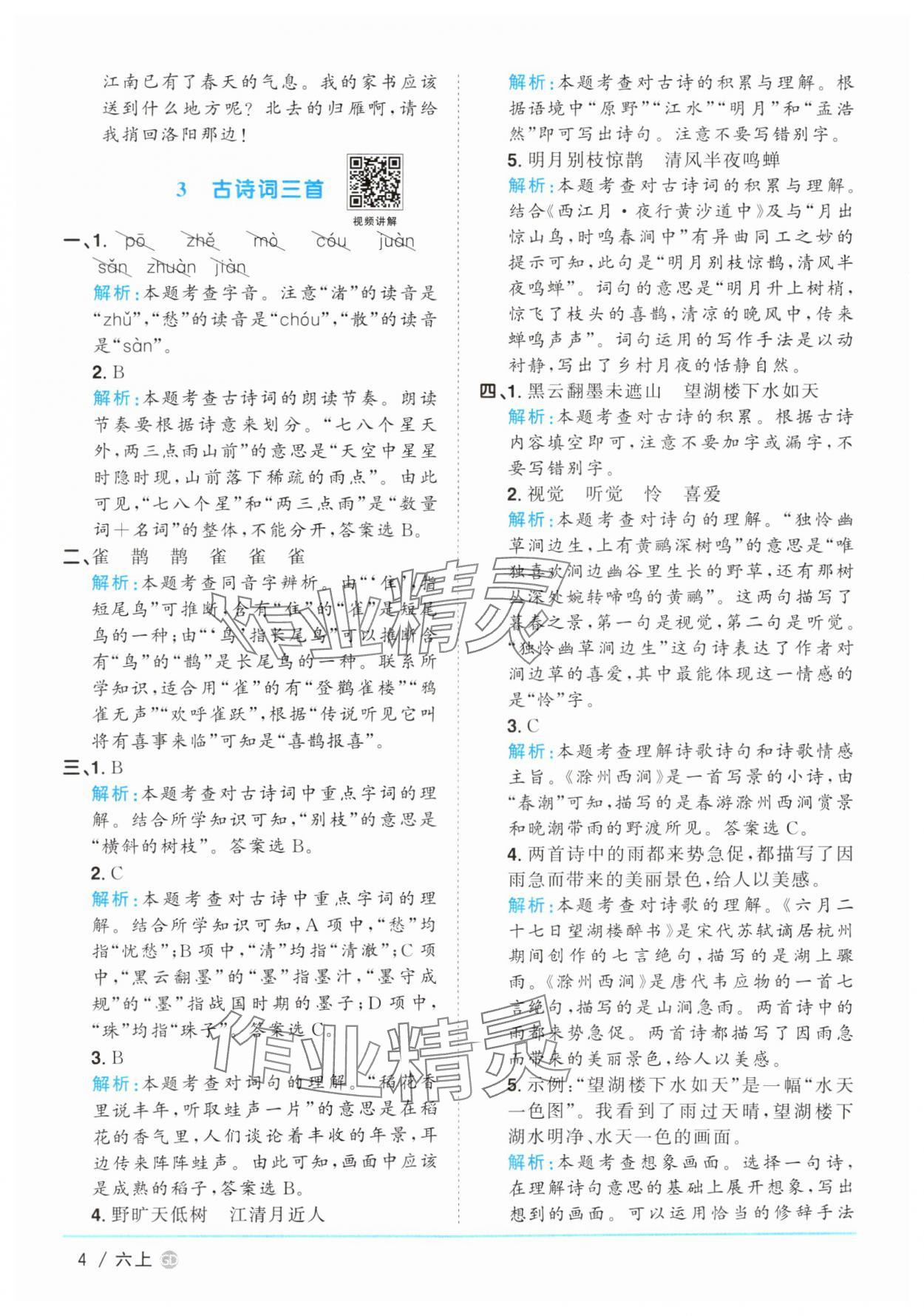 2025年陽(yáng)光同學(xué)課時(shí)優(yōu)化作業(yè)六年級(jí)語(yǔ)文上冊(cè)人教版廣東專(zhuān)版 參考答案第4頁(yè)