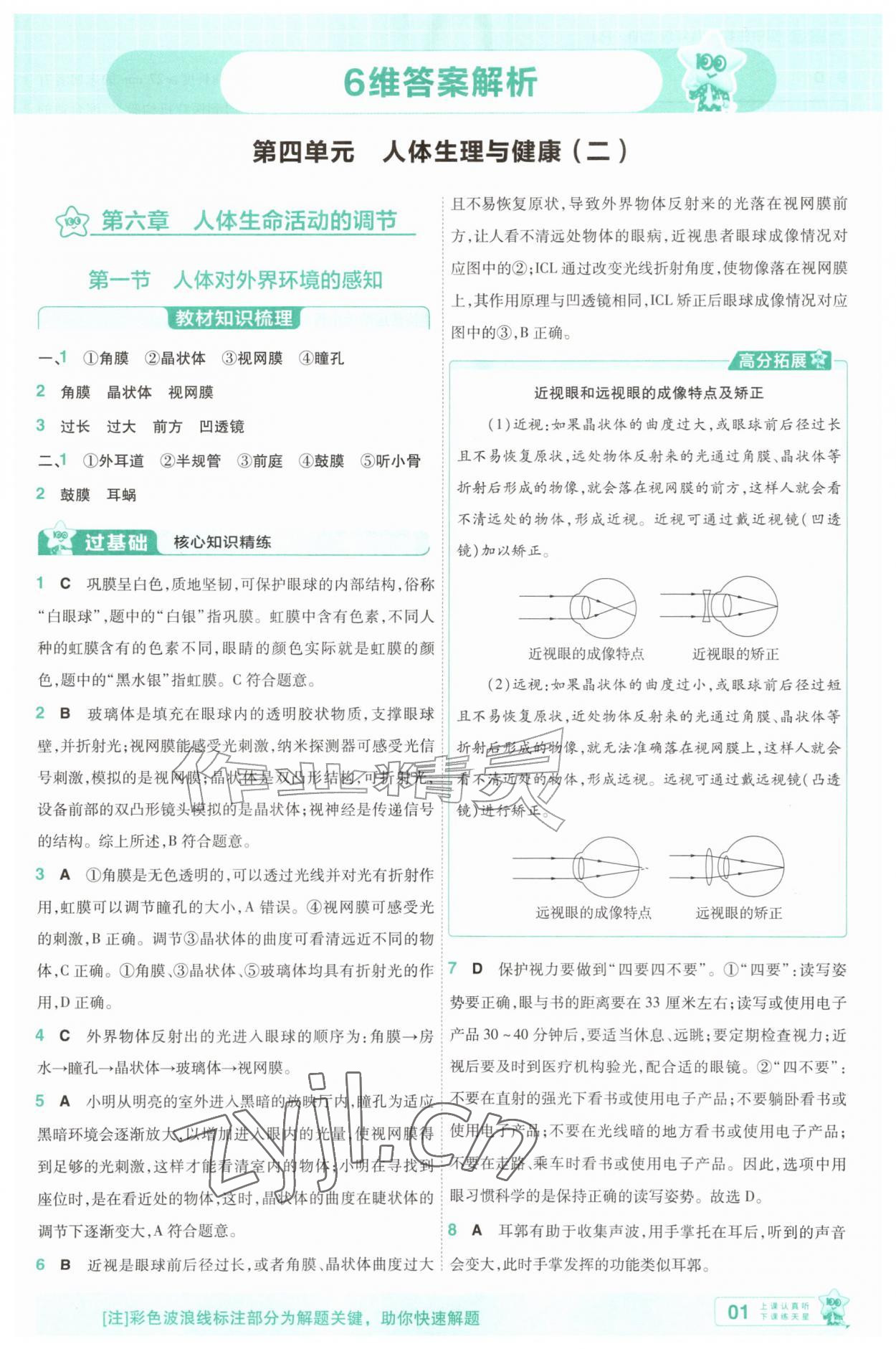 2026年一遍过八年级生物上册人教版&nbsp;参考答案第1页