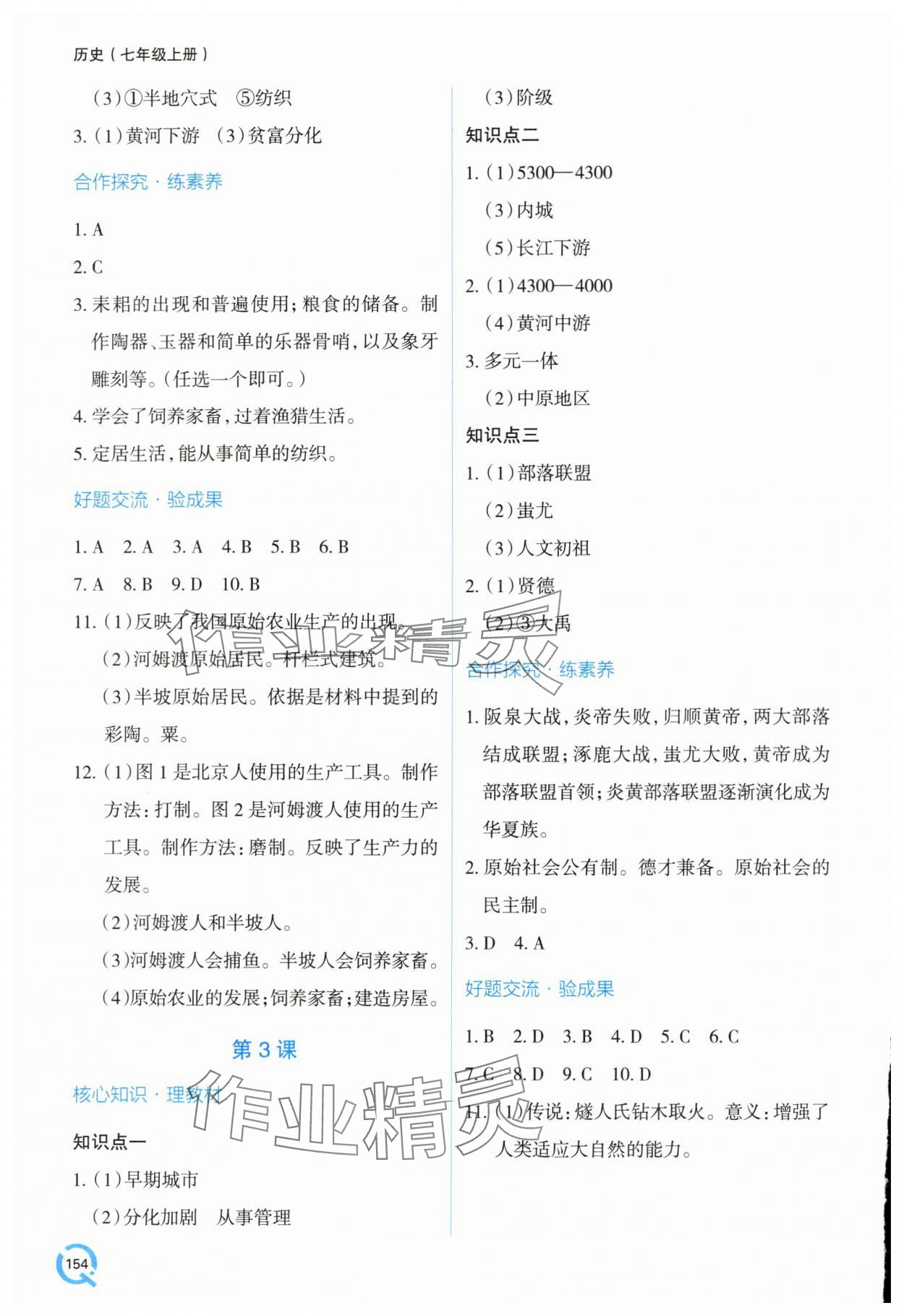 2025年新课堂学习与探究七年级历史上册人教版 参考答案第2页