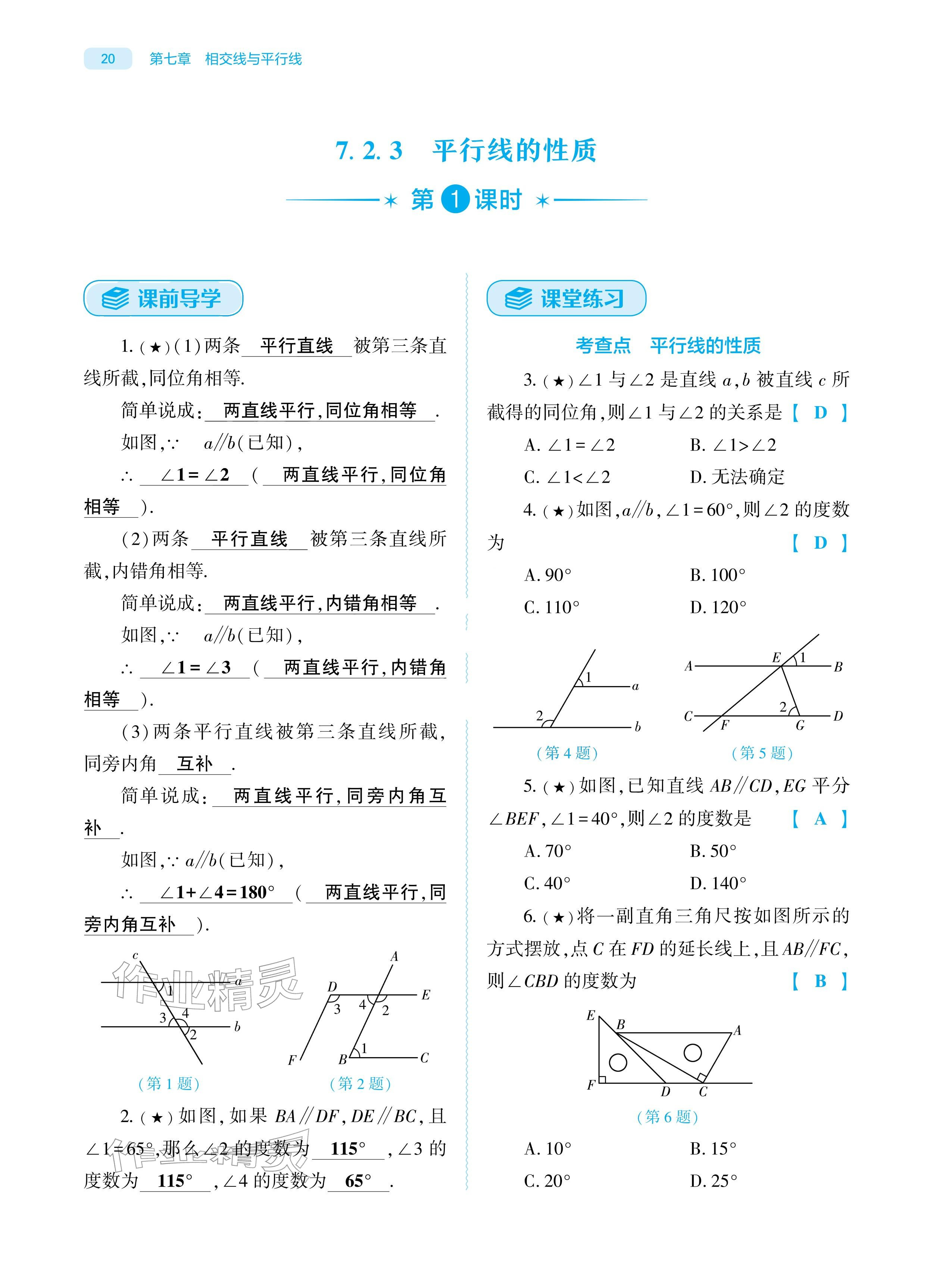 2026年基础训练大象出版社七年级数学下册人教版&nbsp;参考答案第20页