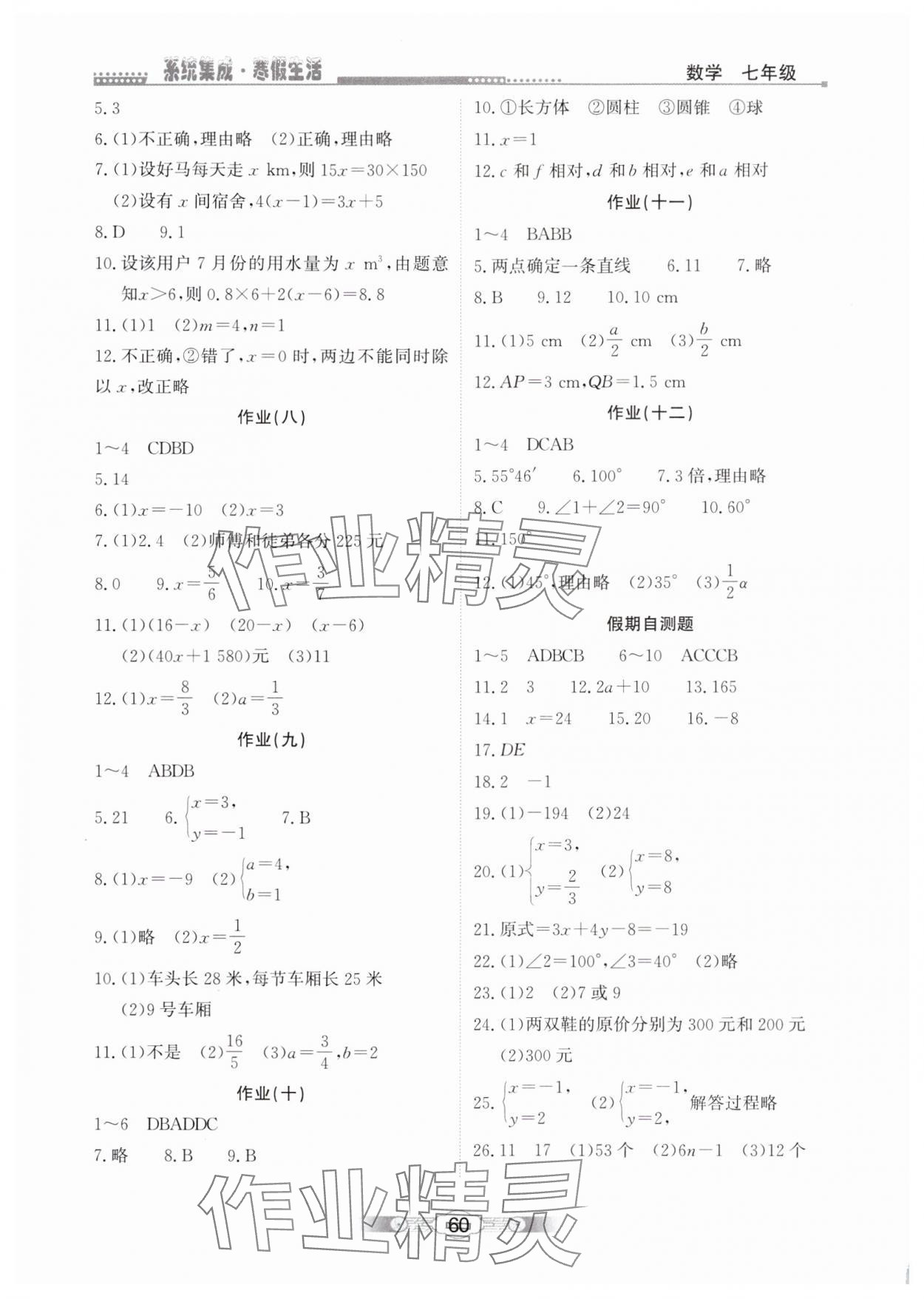 2025年寒假生活北京师范大学出版社七年级数学 第2页