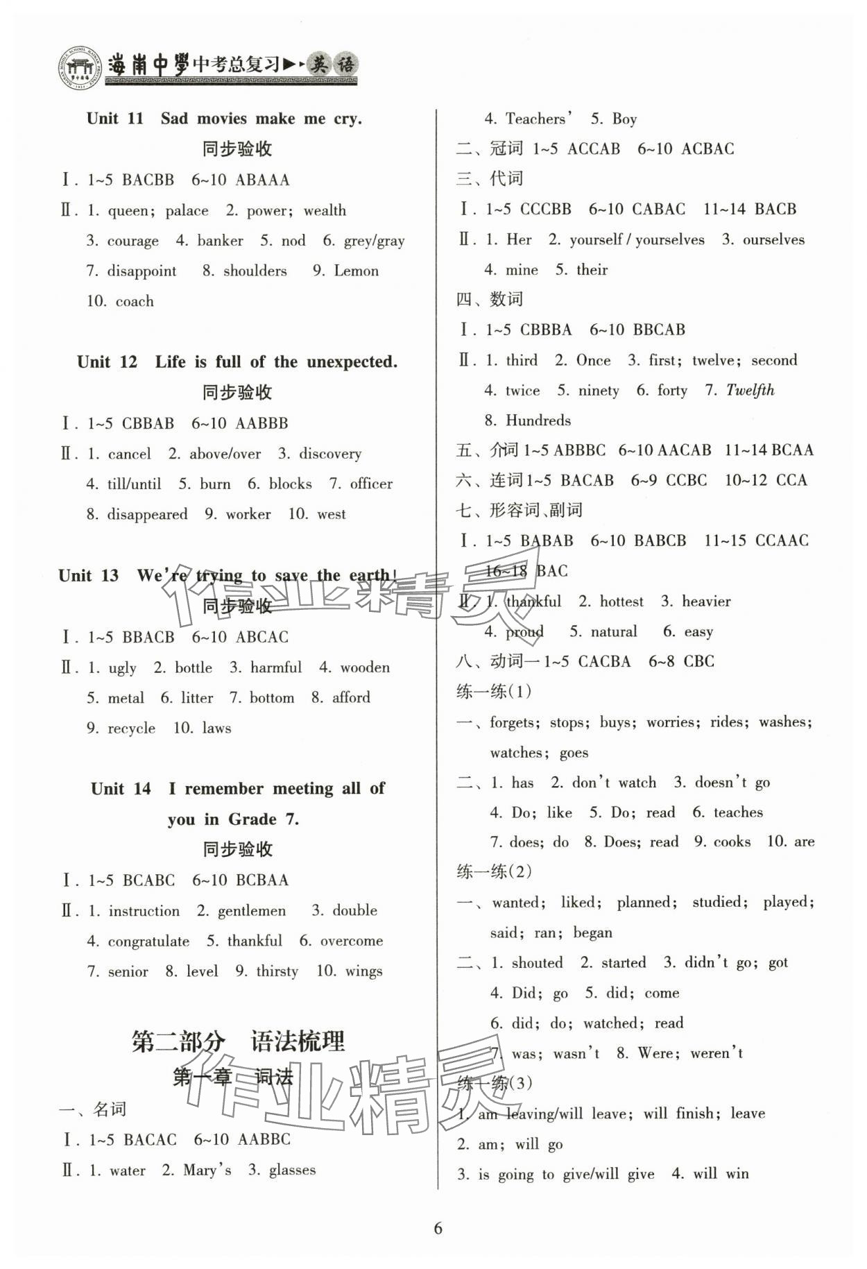 2024年海南中學(xué)中考總復(fù)習(xí)英語人教版 參考答案第6頁