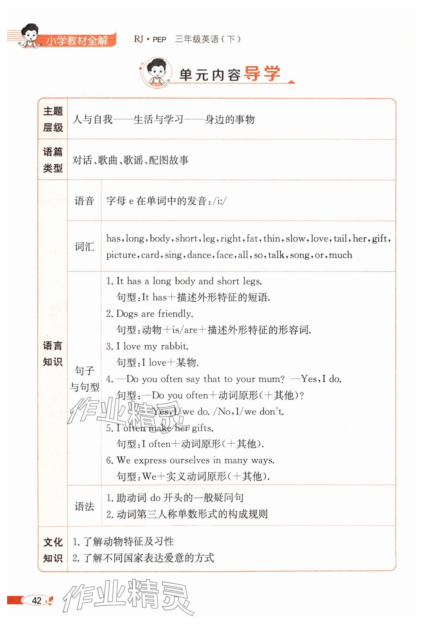 2025年教材課本三年級英語下冊人教版 參考答案第42頁