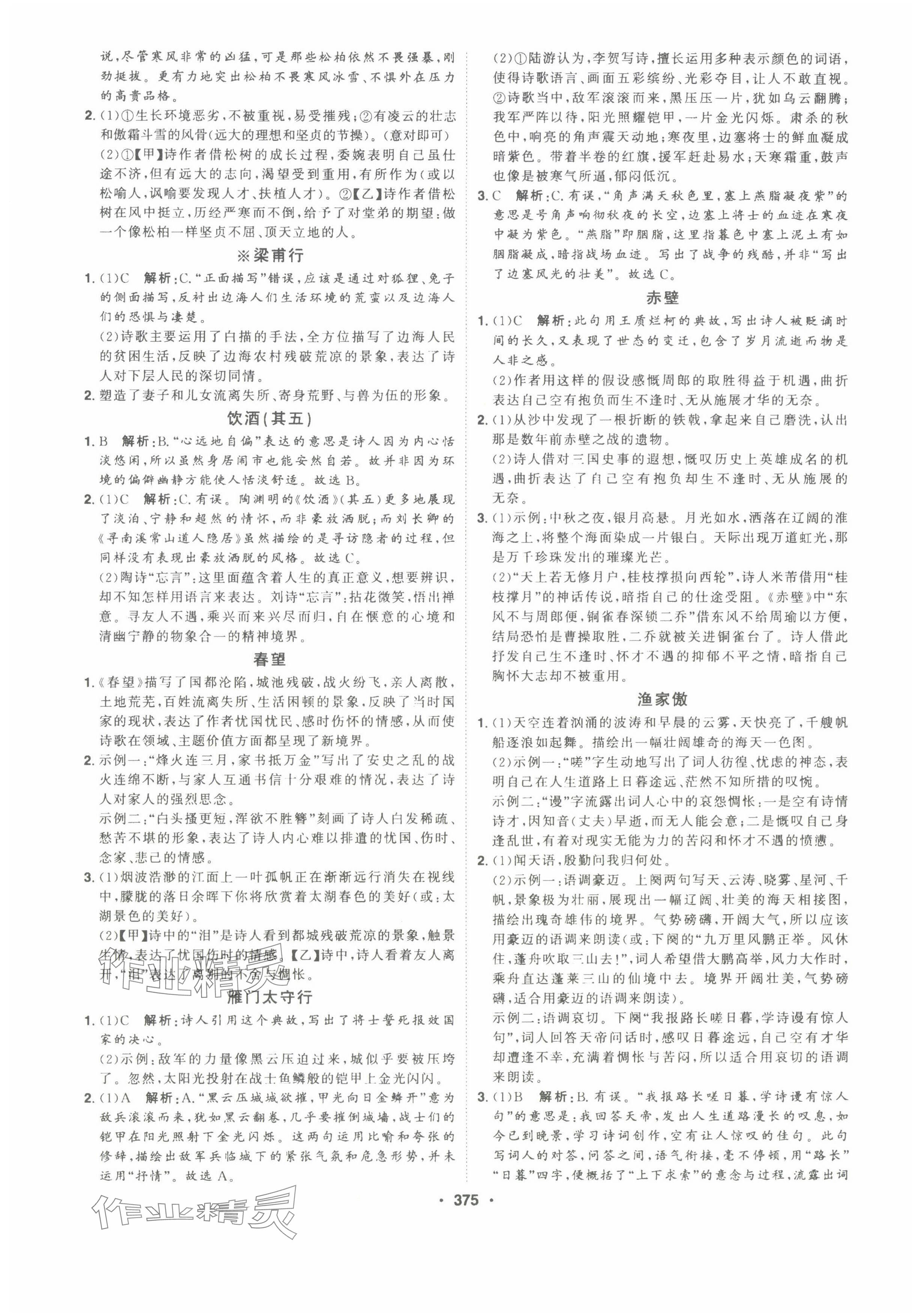 2025年智慧大課堂學業總復習全程精練語文中考人教版 參考答案第19頁