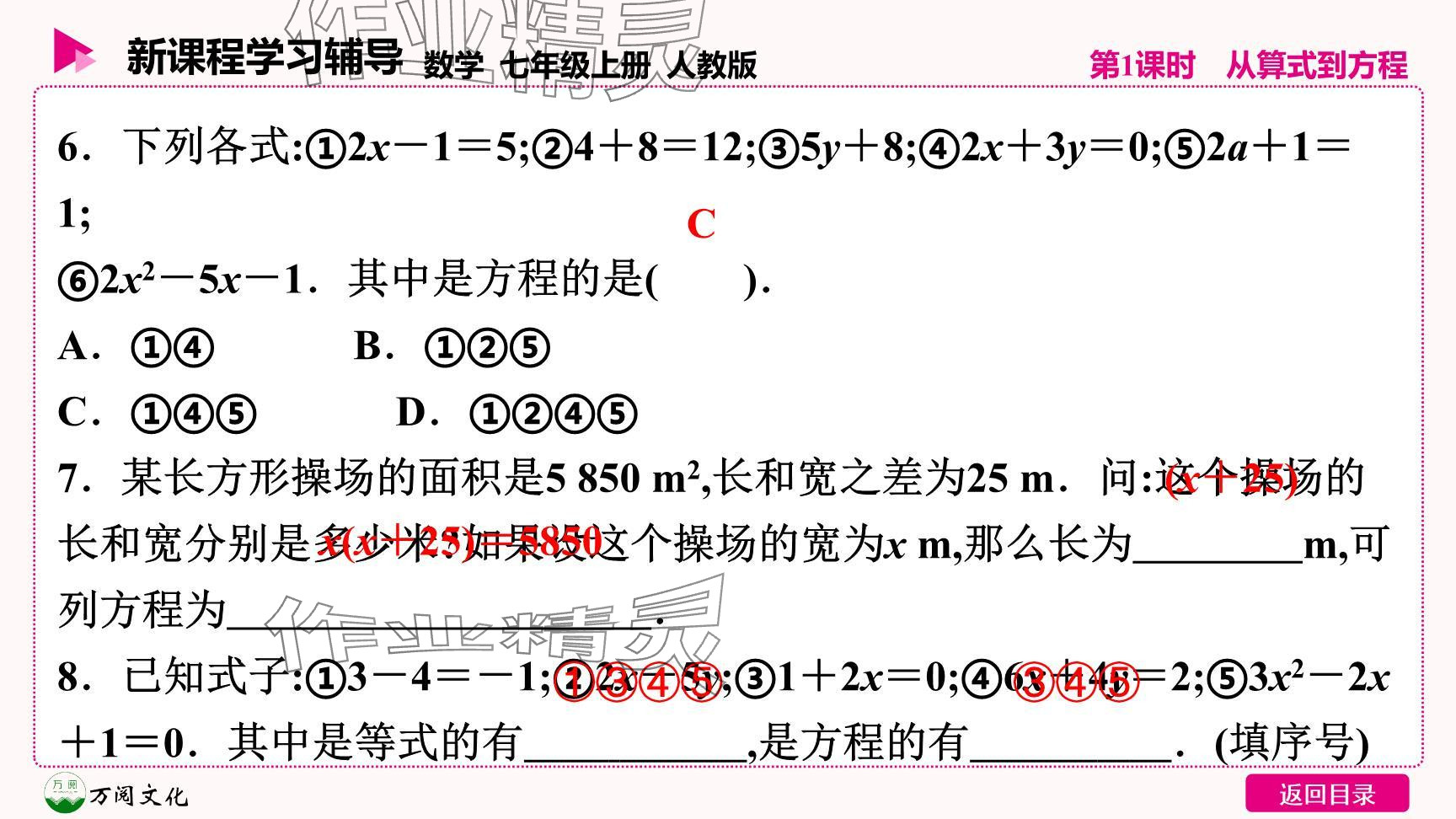 2024年新课程学习辅导七年级数学上册人教版 参考答案第11页