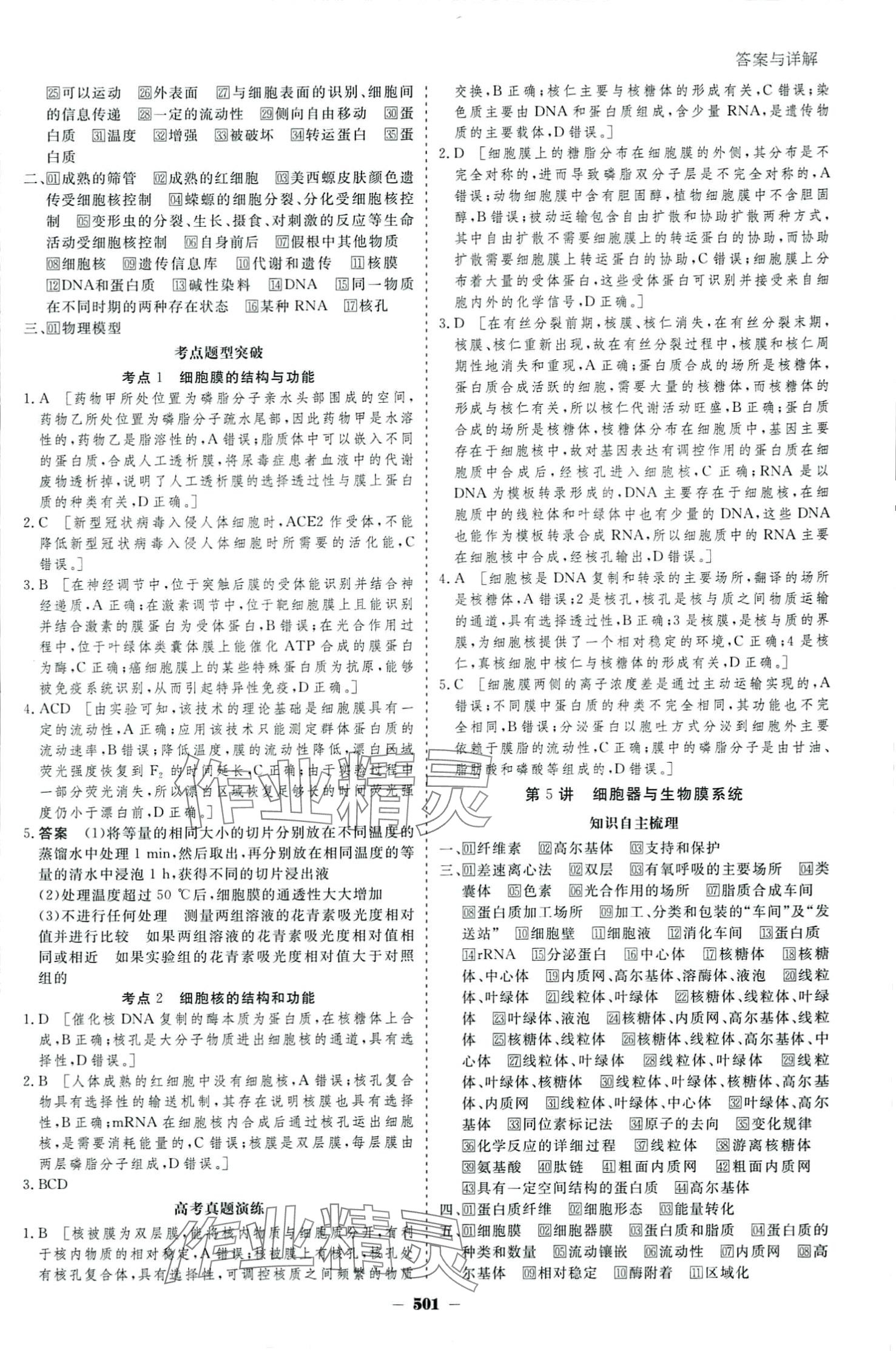 2024年金版教程高考科學復習解決方案高中生物 參考答案第5頁
