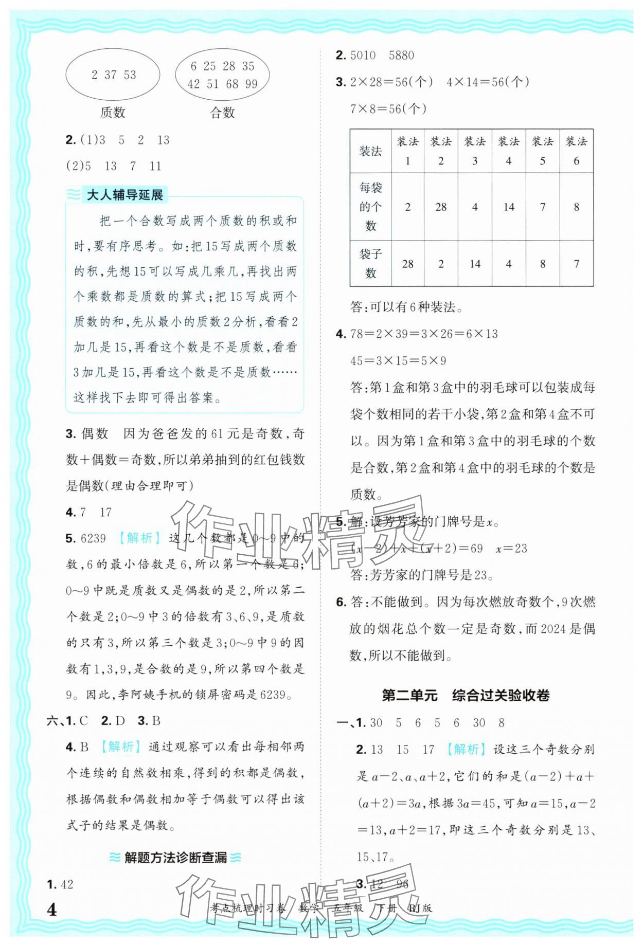 2025年王朝霞考點梳理時習卷五年級數(shù)學下冊人教版 第4頁