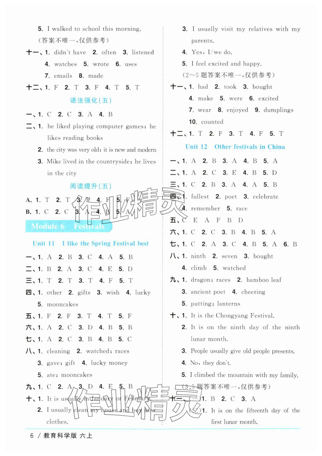 2025年陽光同學(xué)課時優(yōu)化作業(yè)六年級英語上冊教科版廣州專版 第6頁