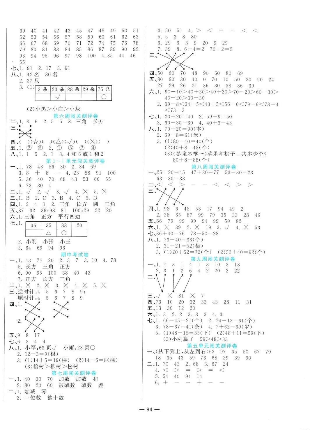 2024年品优练考卷一年级数学下册北师大版 第2页