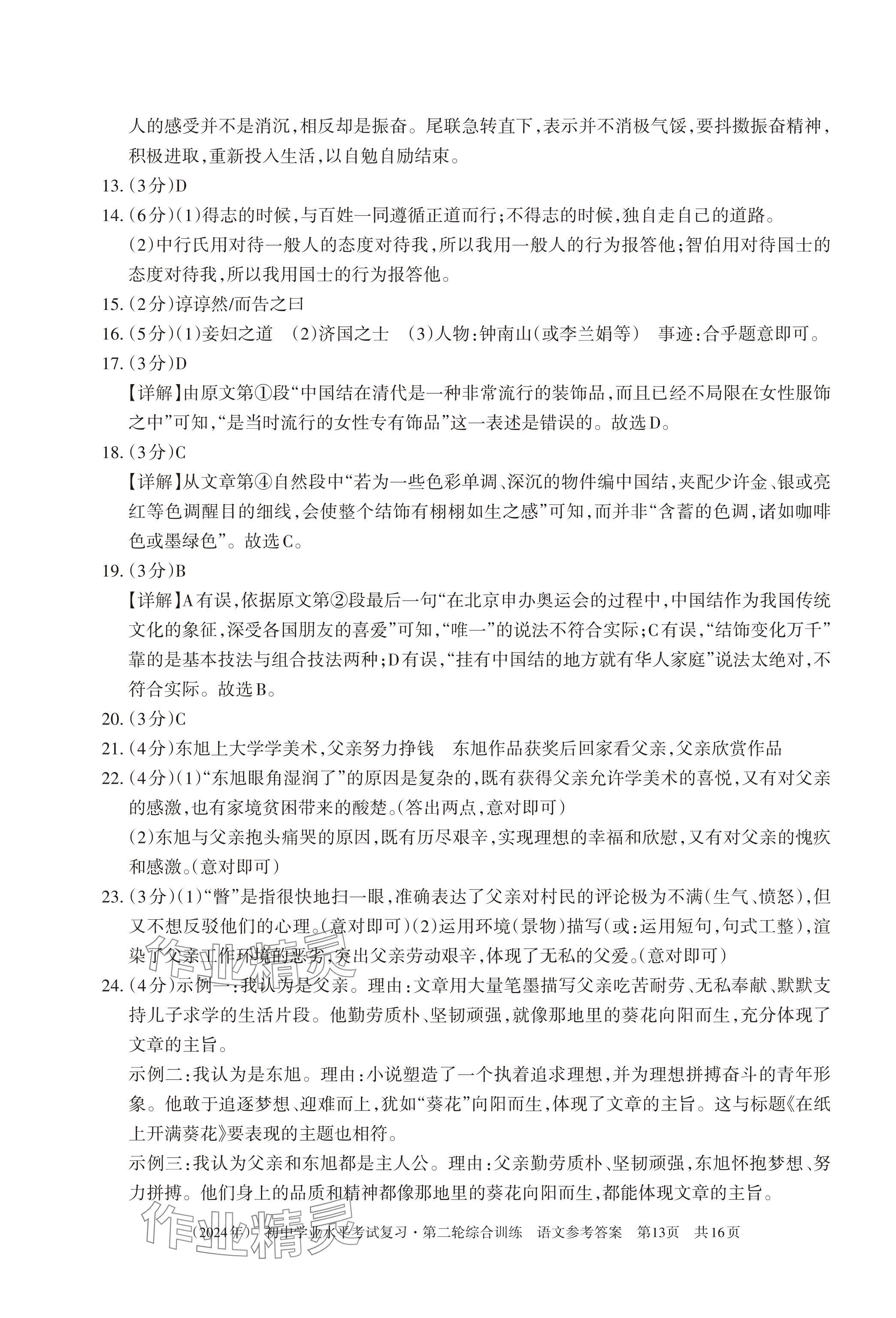 2024年初中学业水平考试复习综合第二轮综合训练 第13页