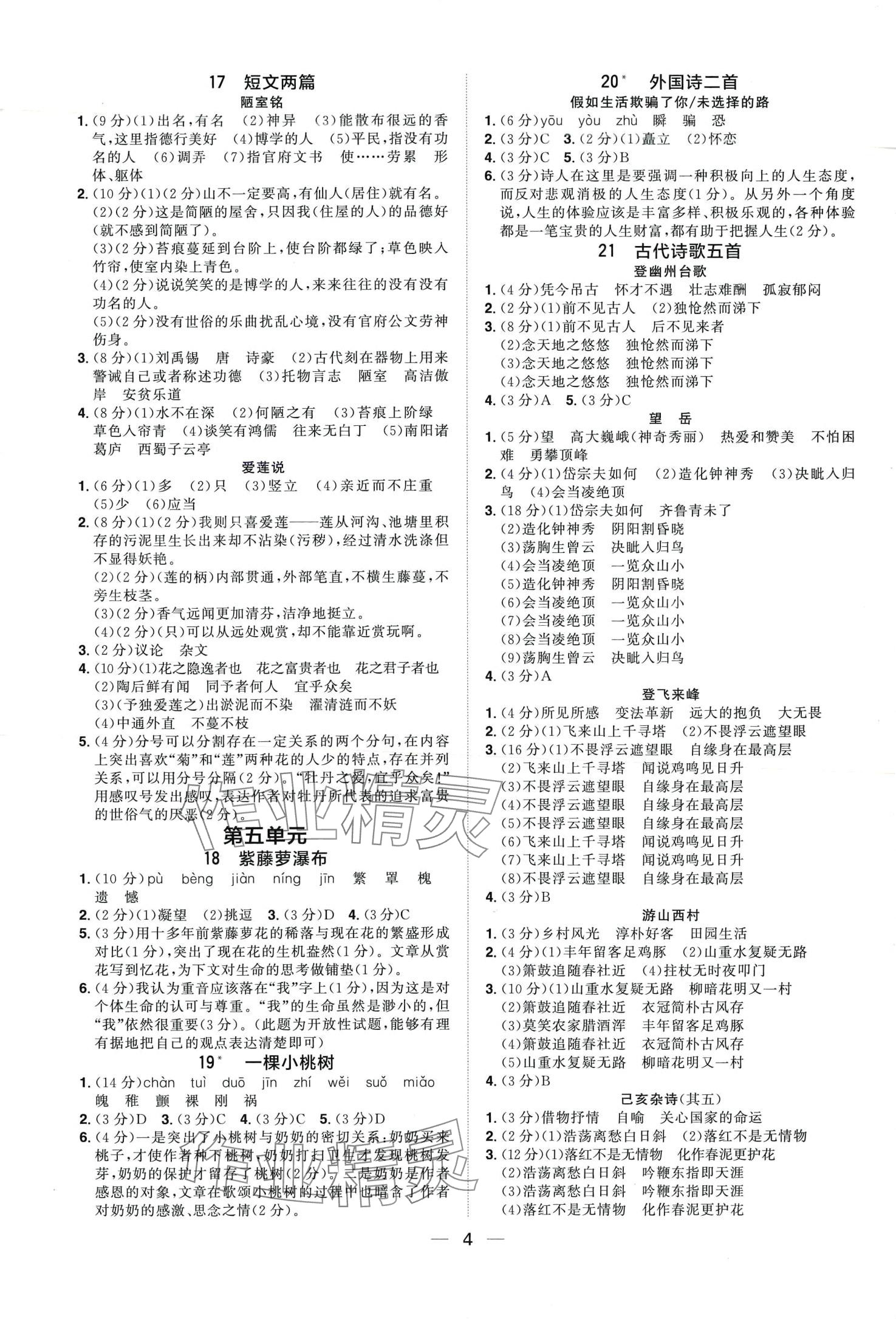 2024年陽光同學(xué)分層設(shè)計七年級語文下冊人教版 第3頁