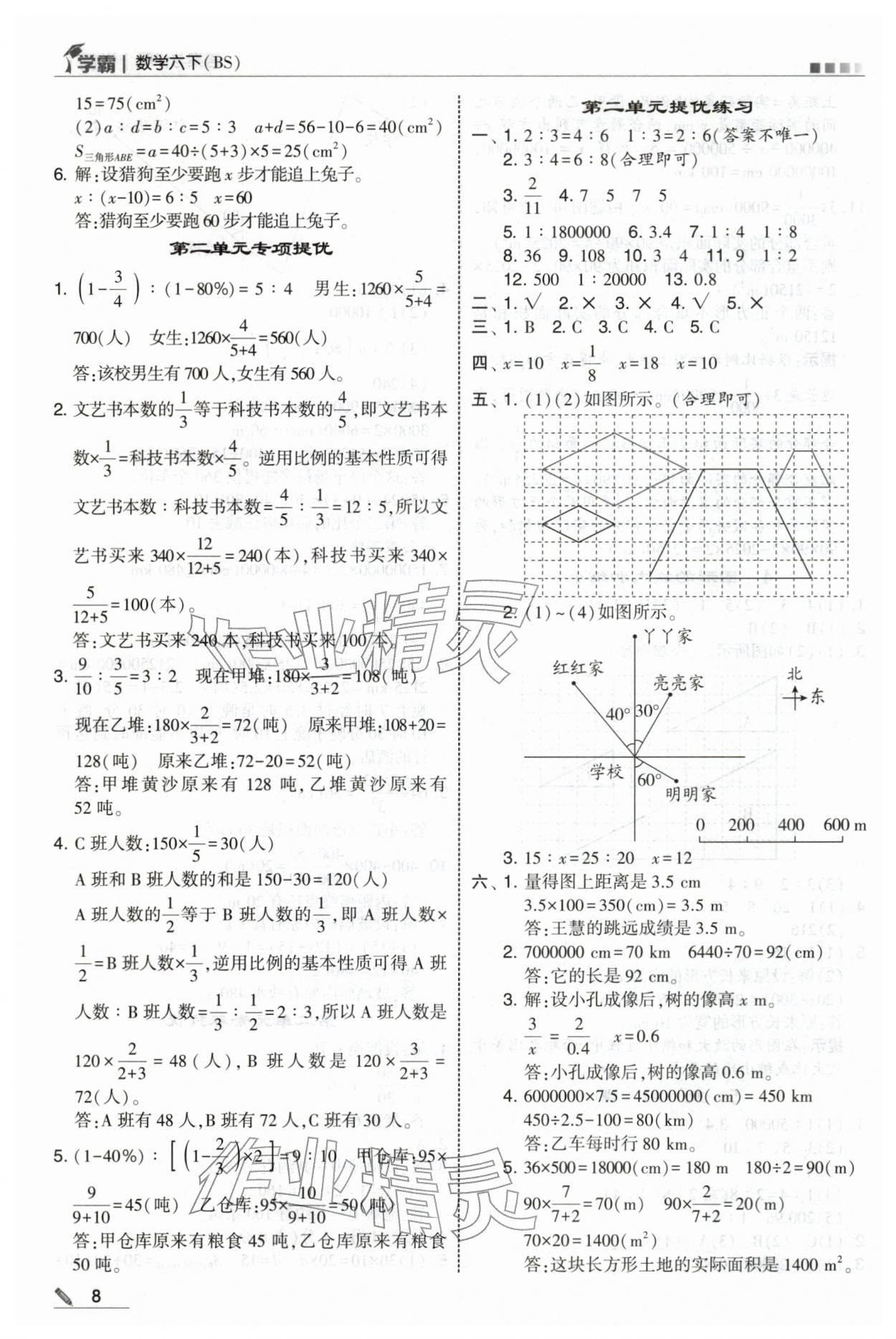 2026年学霸六年级数学下册北师大版&nbsp;第8页