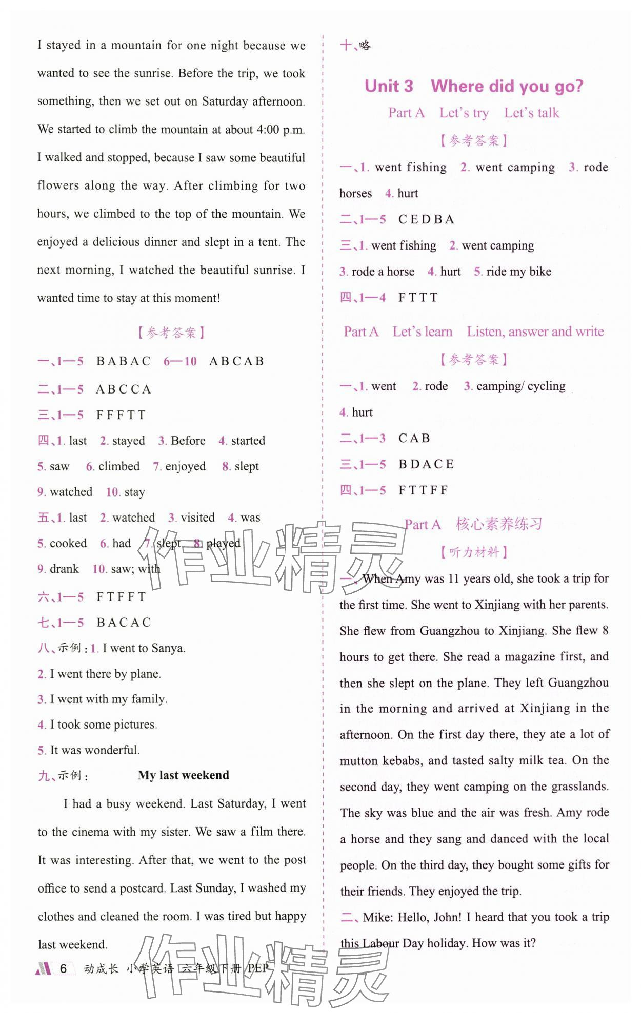 2025年动成长题题体现核心素养六年级英语下册人教版&nbsp;参考答案第6页