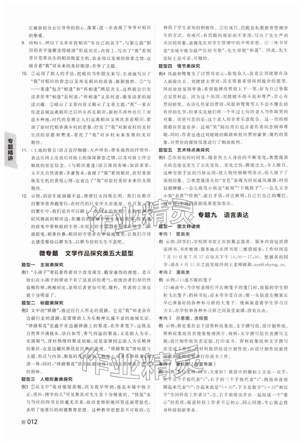 2024年全品中考復(fù)習(xí)方案語(yǔ)文湖南專版 參考答案第11頁(yè)