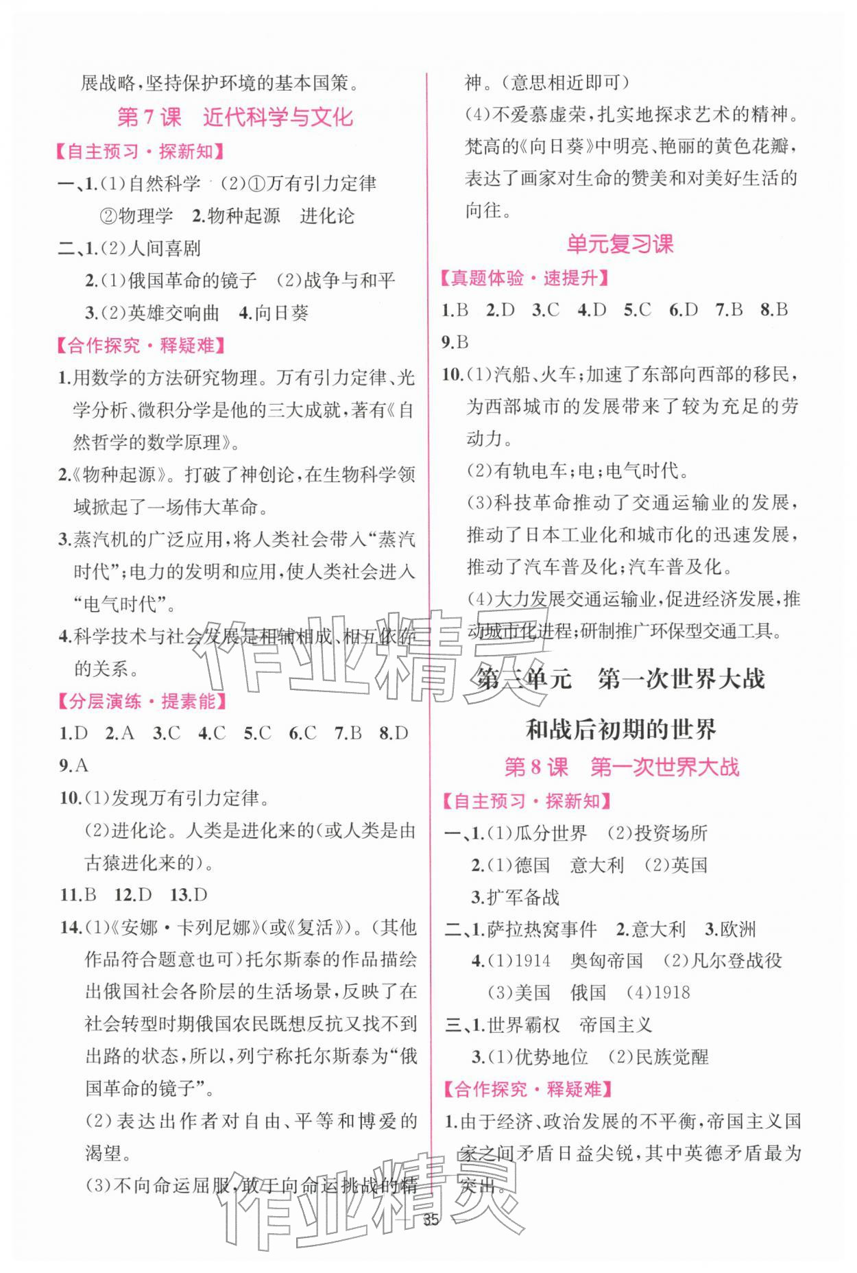 2026年课时练人民教育出版社九年级历史下册人教版&nbsp;第5页