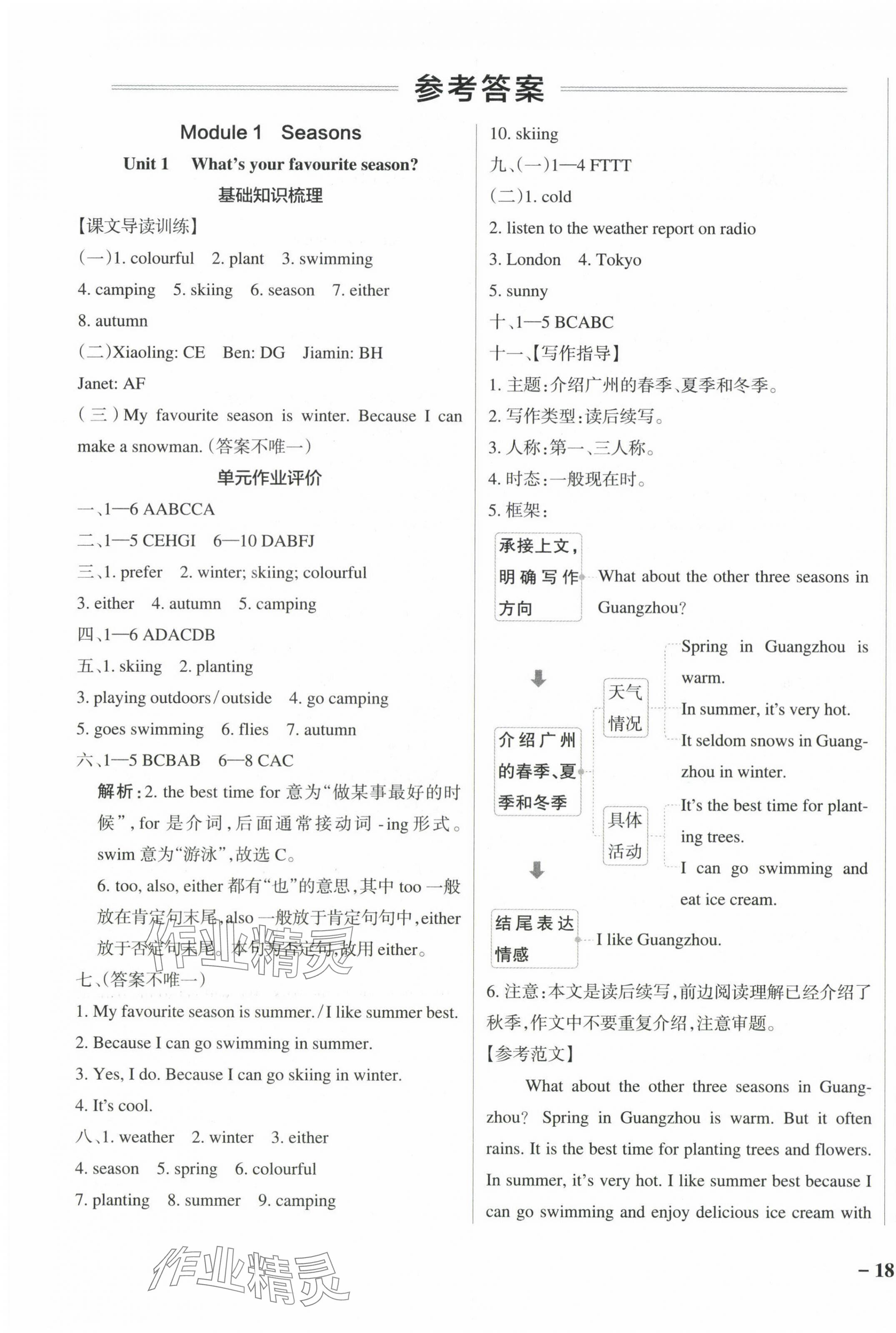 2024年小學(xué)學(xué)霸作業(yè)本五年級英語下冊教科版廣州專版 參考答案第1頁