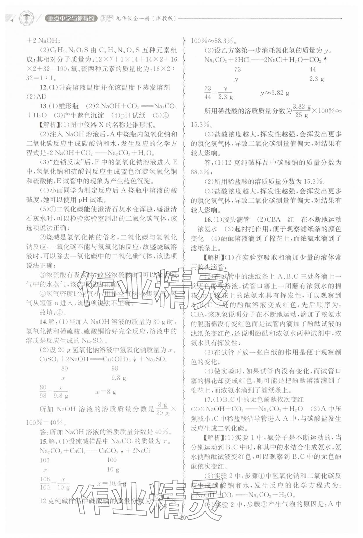 2024年重点中学与你有约九年级科学全一册浙教版 第20页