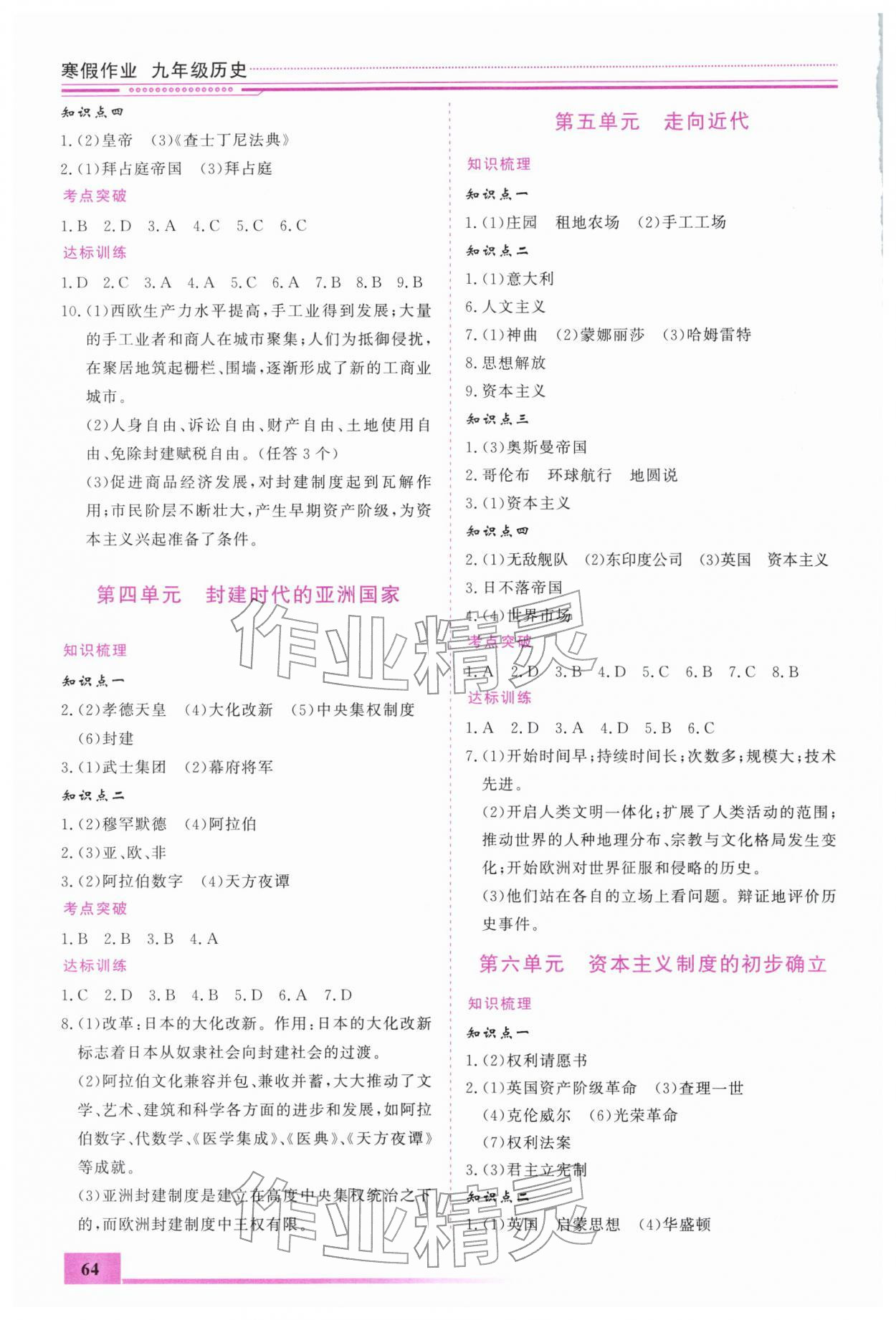 2026年寒假作業(yè)內(nèi)蒙古大學(xué)出版社九年級歷史&nbsp;第2頁