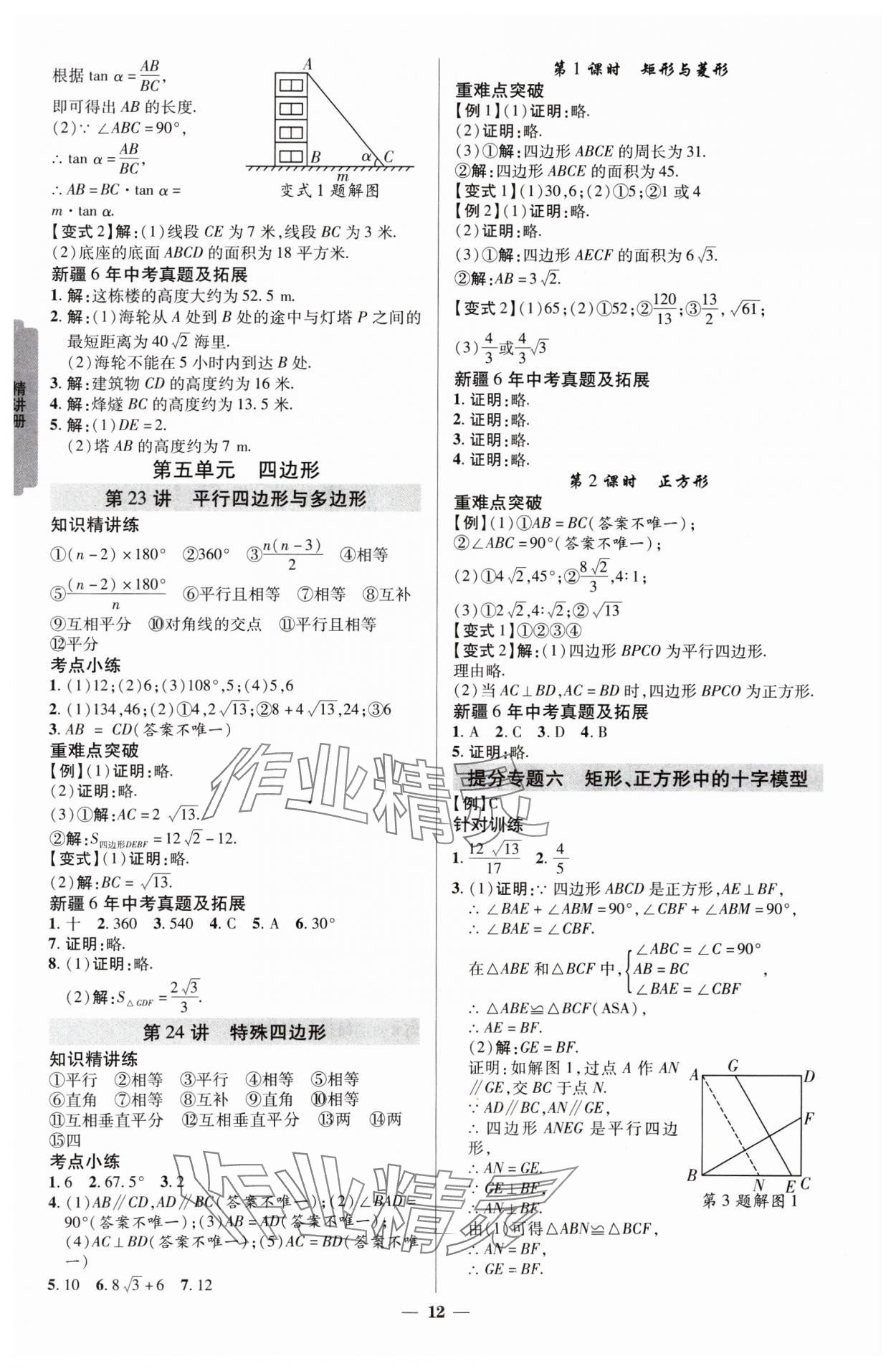 2025年中考新思路數(shù)學新疆專版 參考答案第11頁