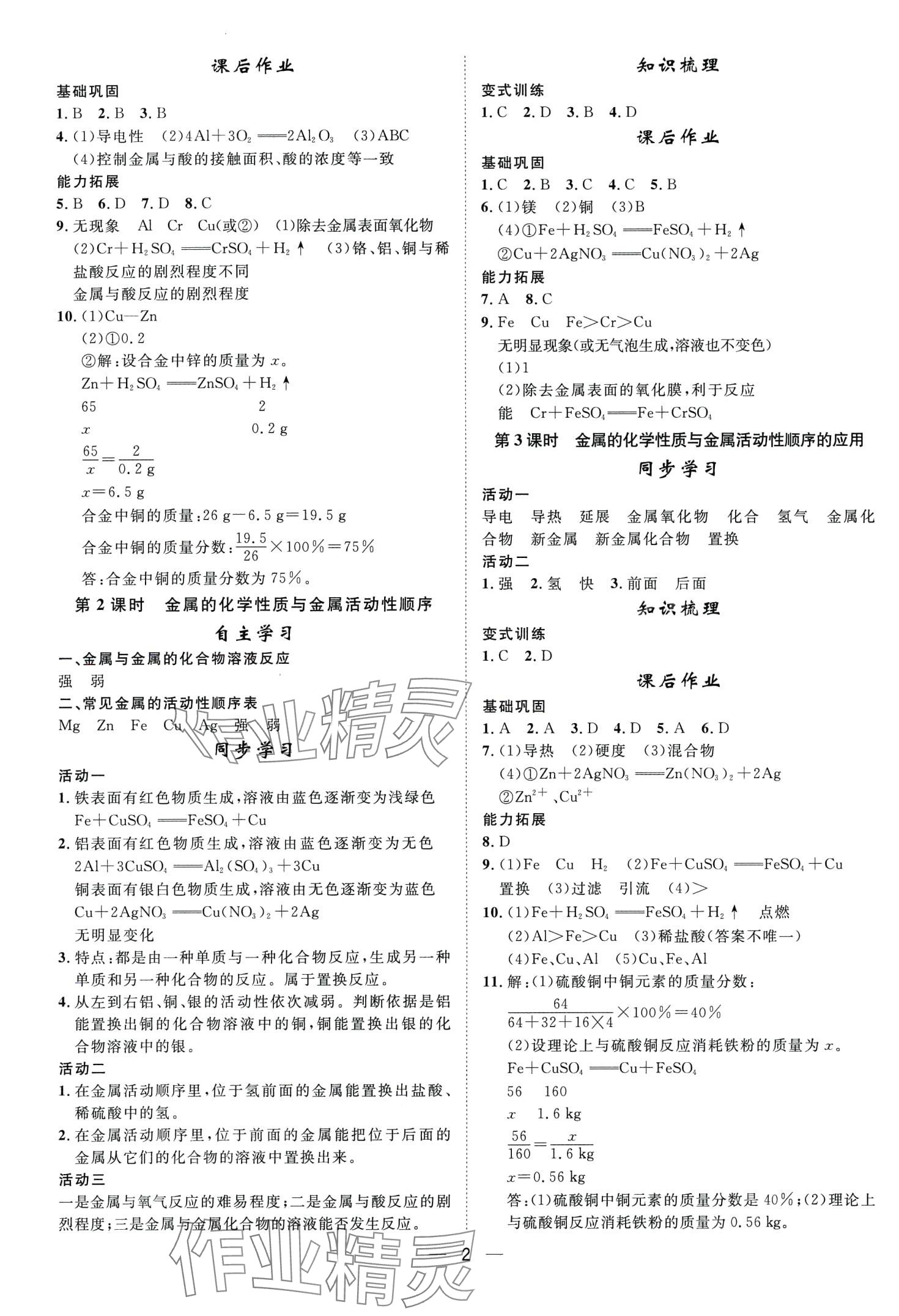 2024年名師課堂南方出版社九年級(jí)化學(xué)下冊(cè) 第2頁(yè)